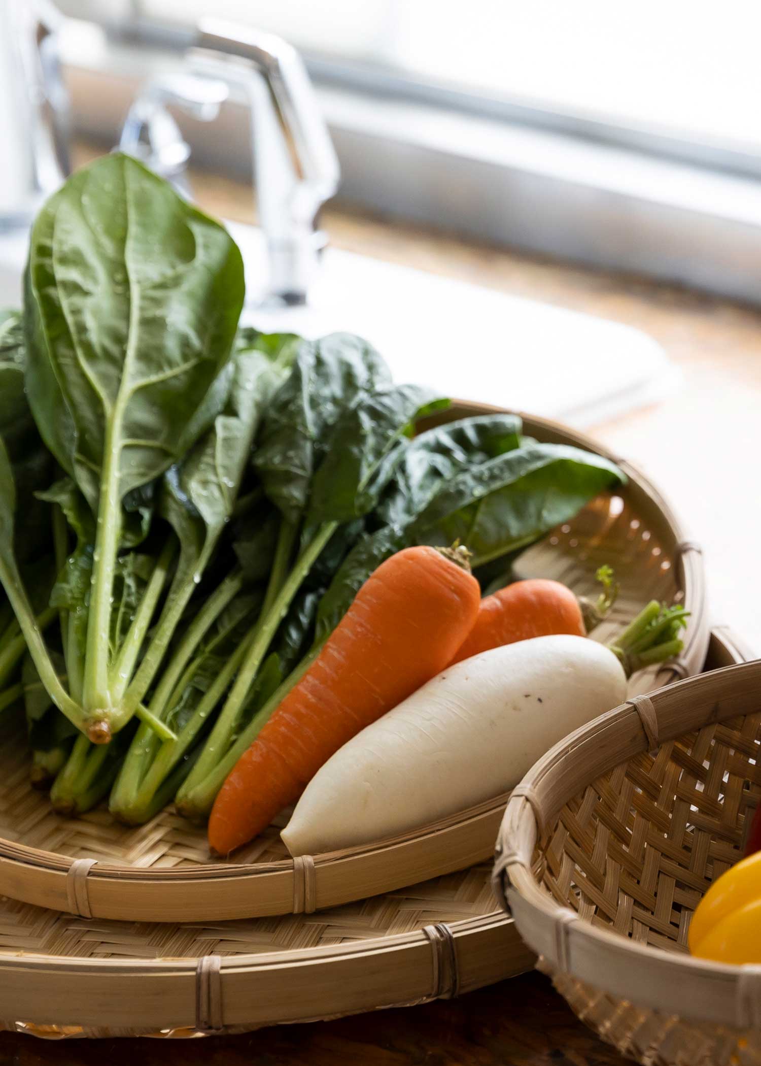 フラット形・竹ザル(2個セット)