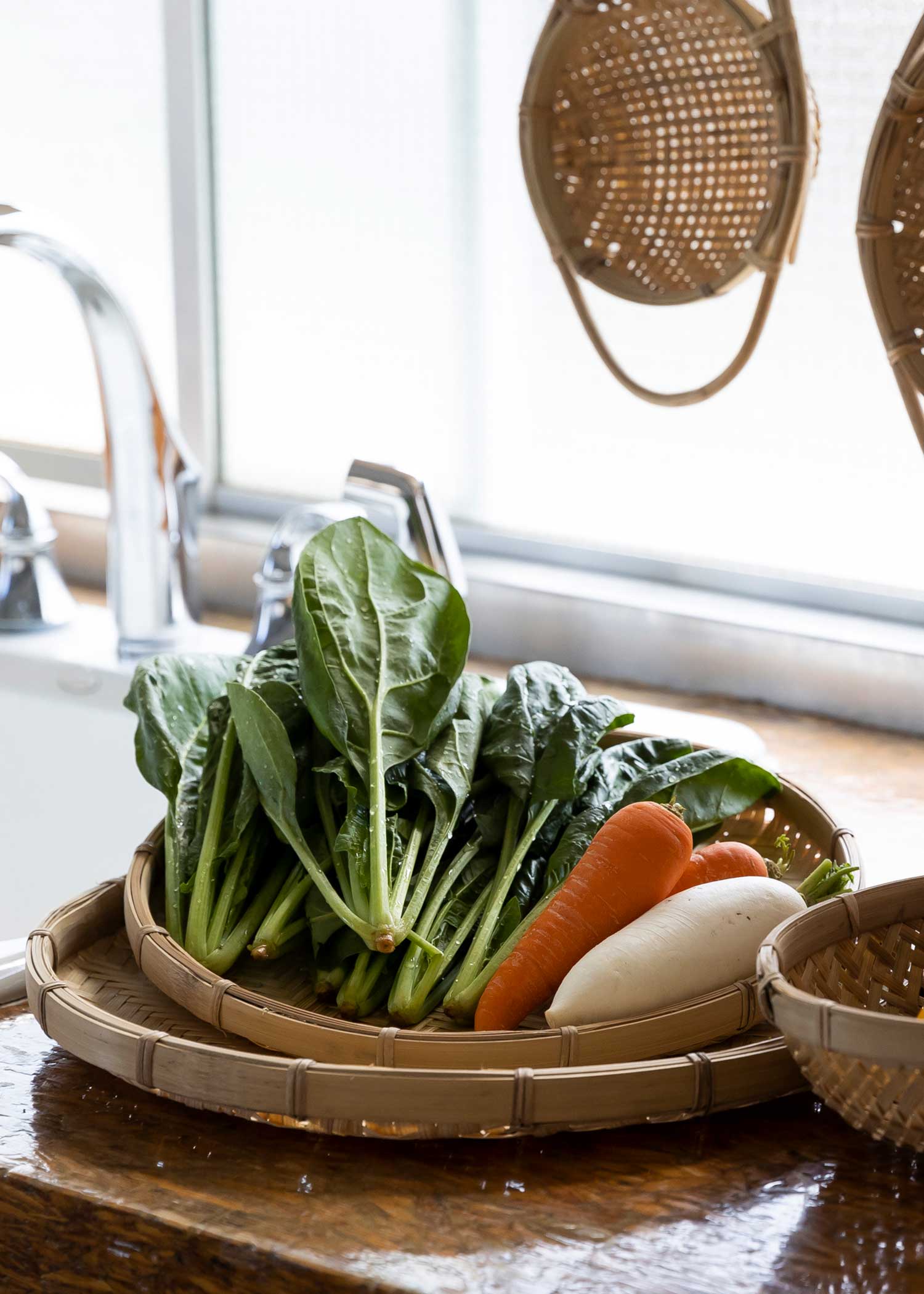 フラット形・竹ザル(2個セット)