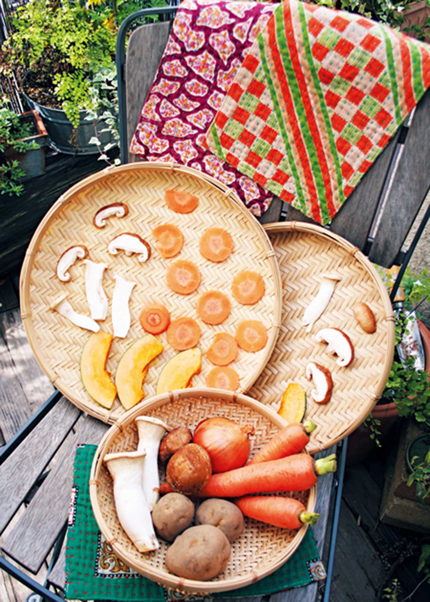 フラット形・竹ザル(2個セット)