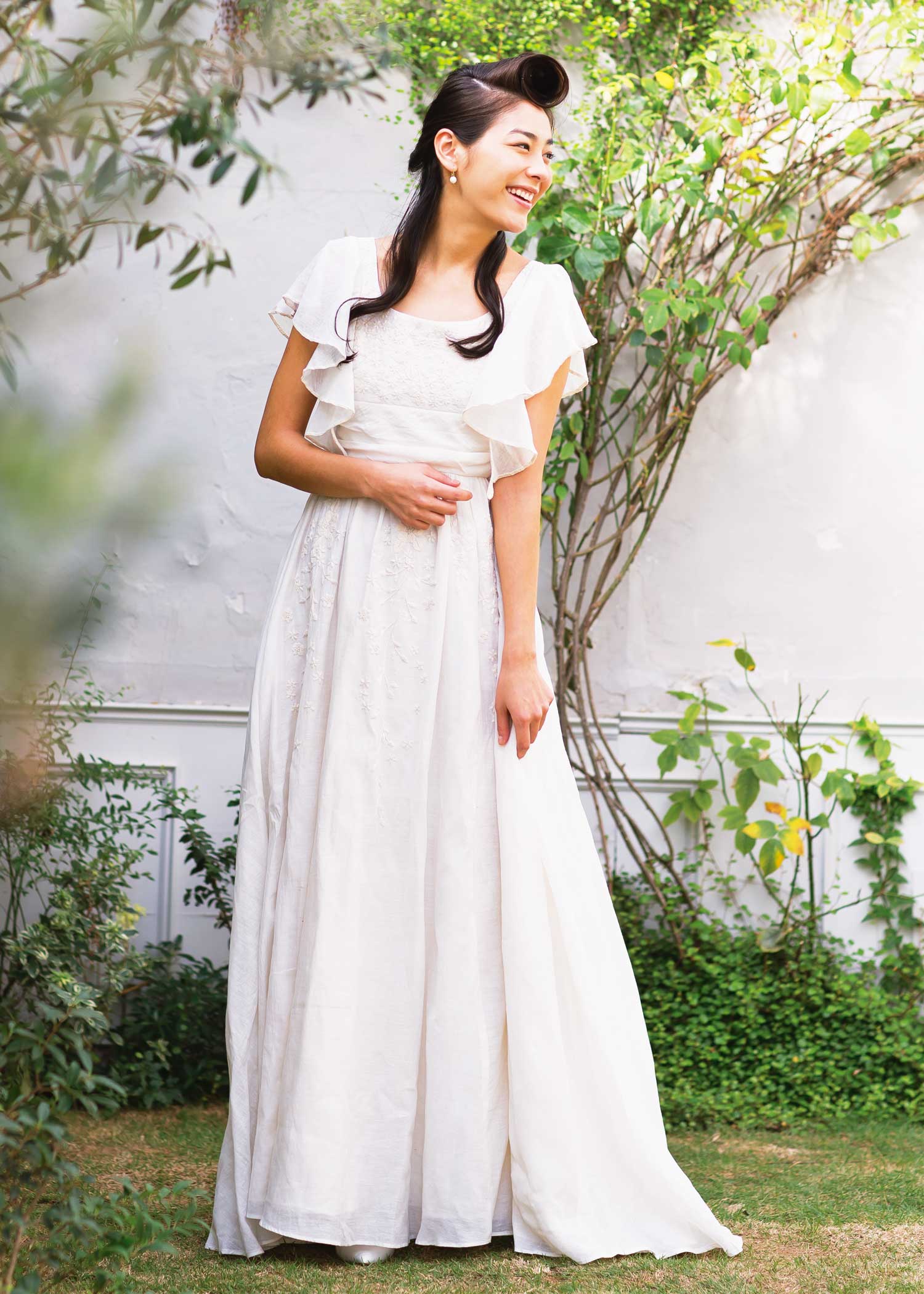 アンピールライン・コットンシルクウエディングドレス 