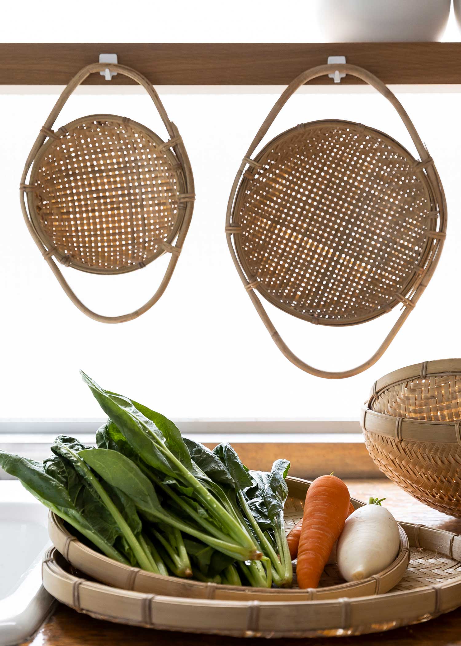 ハンドルつき竹ザル(2個セット)