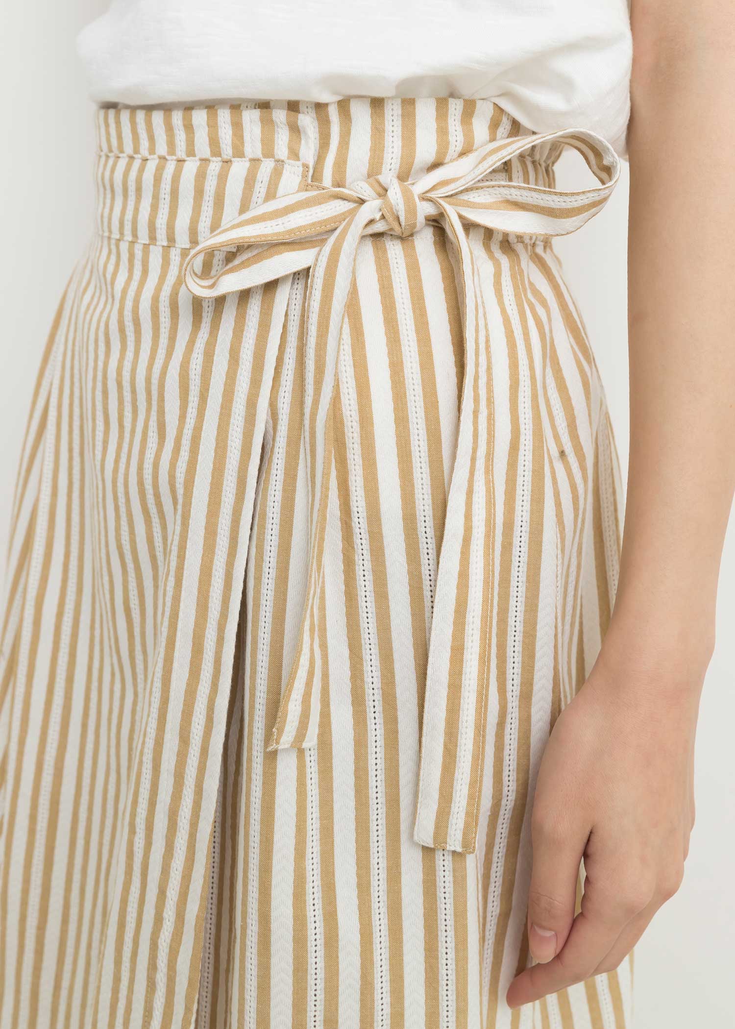 手織りストライプラップスカート