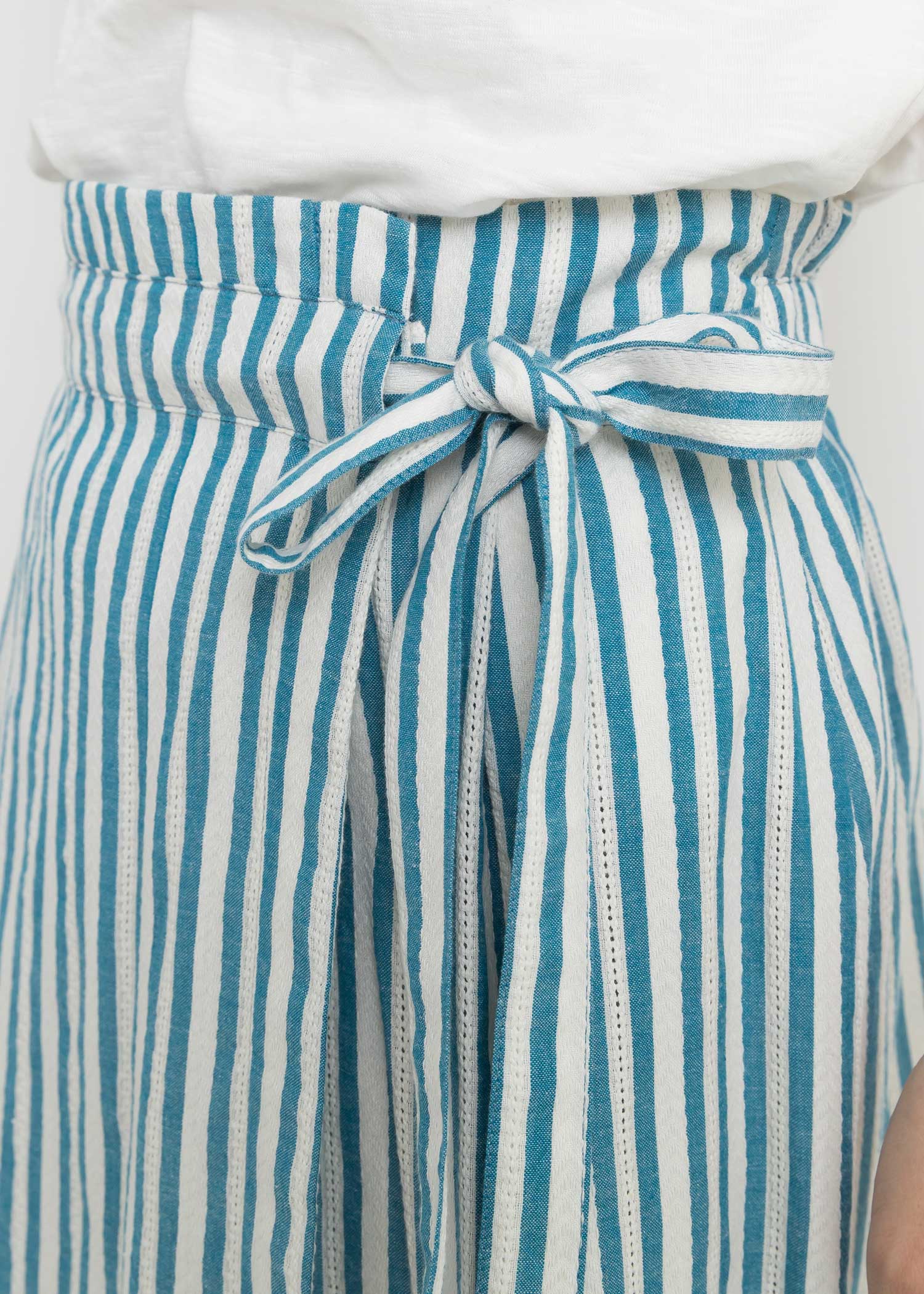 手織りストライプラップスカート