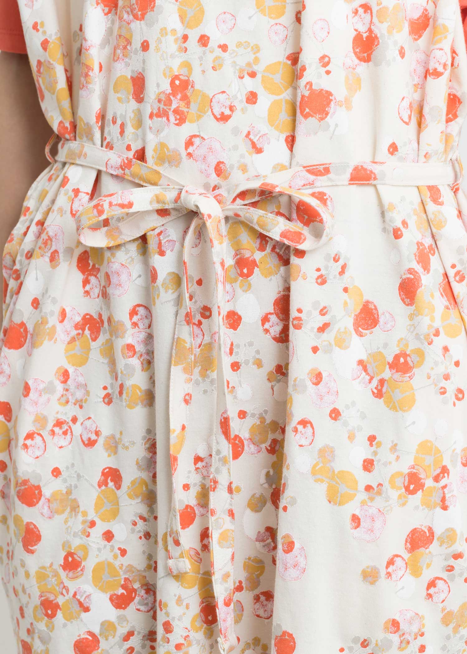 オーガニックコットンランダムドットプリント 半袖チュニックワンピース