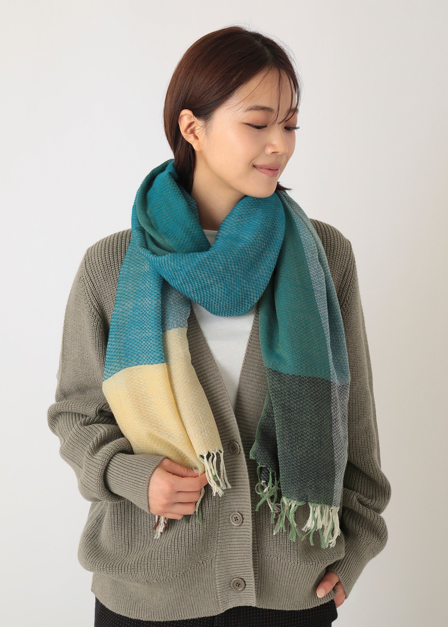 手織りウール&コットンストール