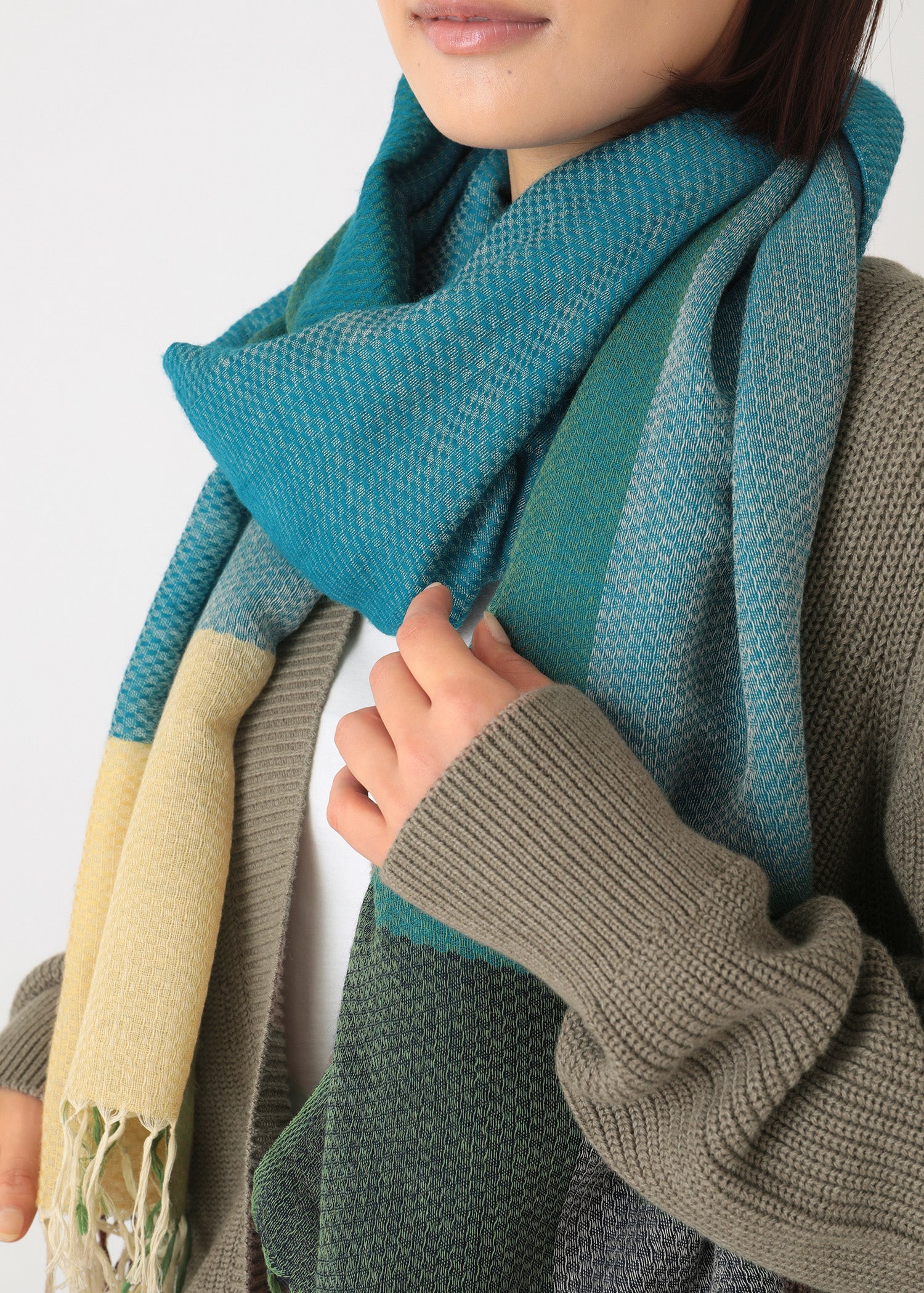 手織りウール&コットンストール