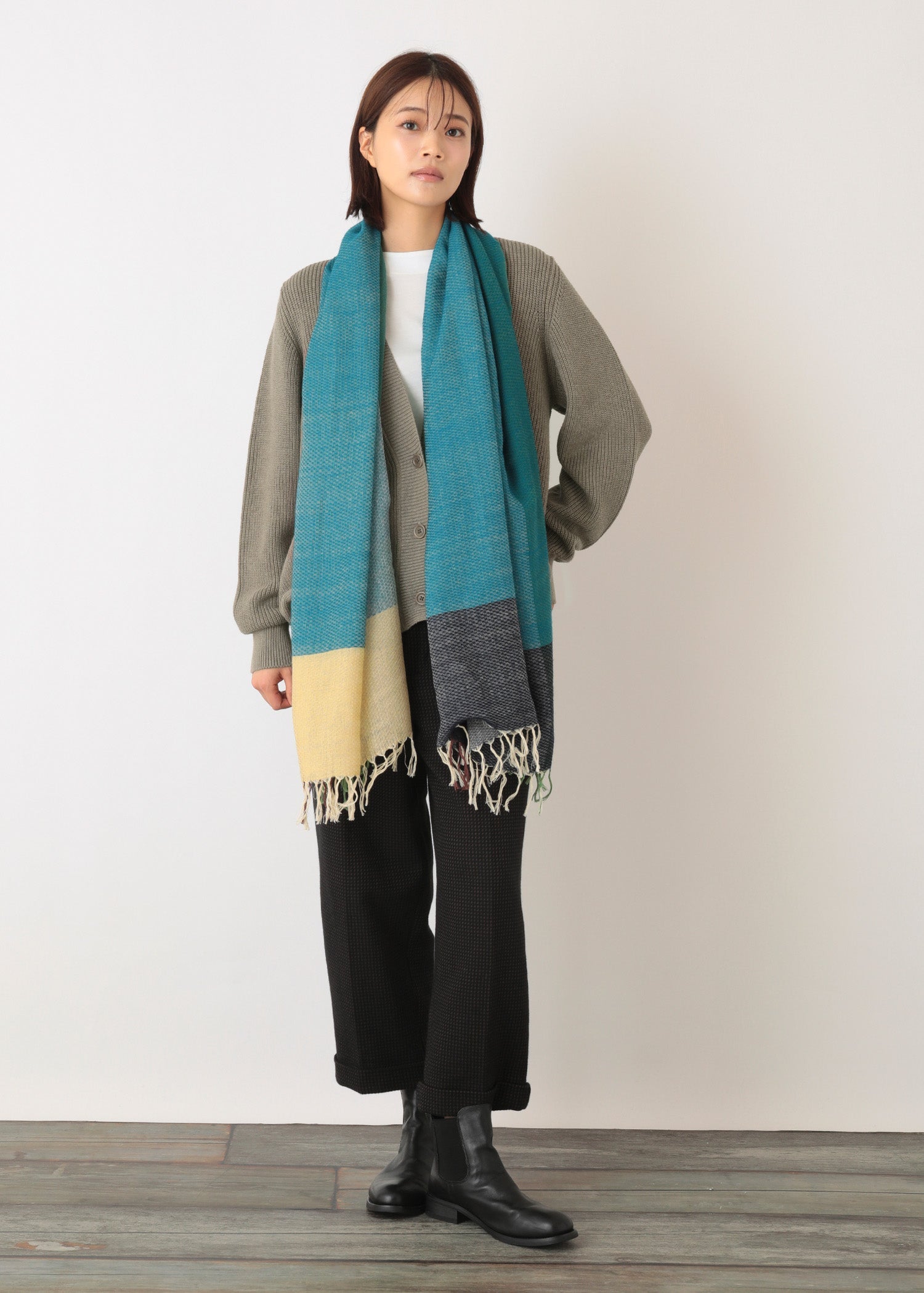 手織りウール&コットンストール