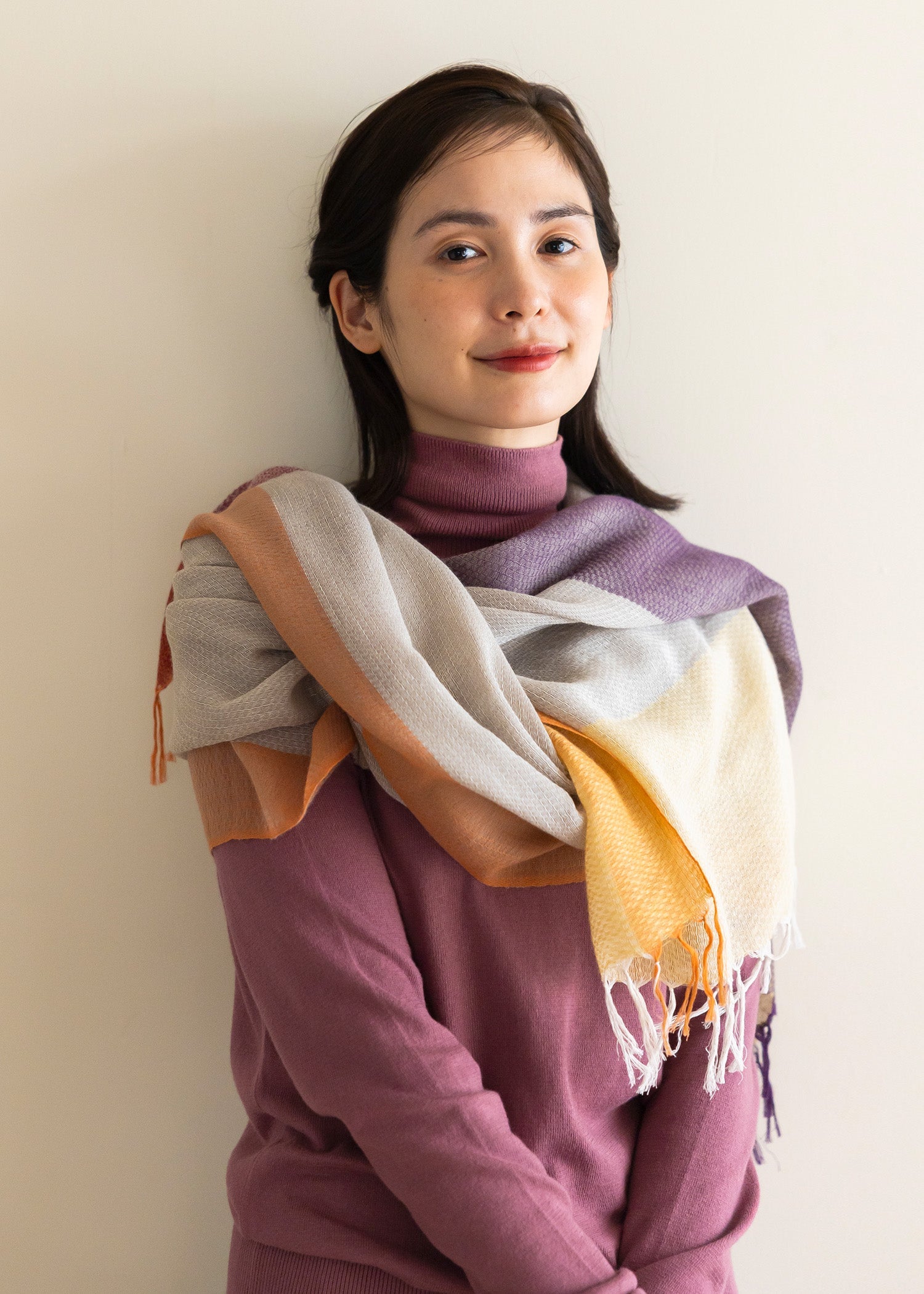 手織りウール&コットンストール