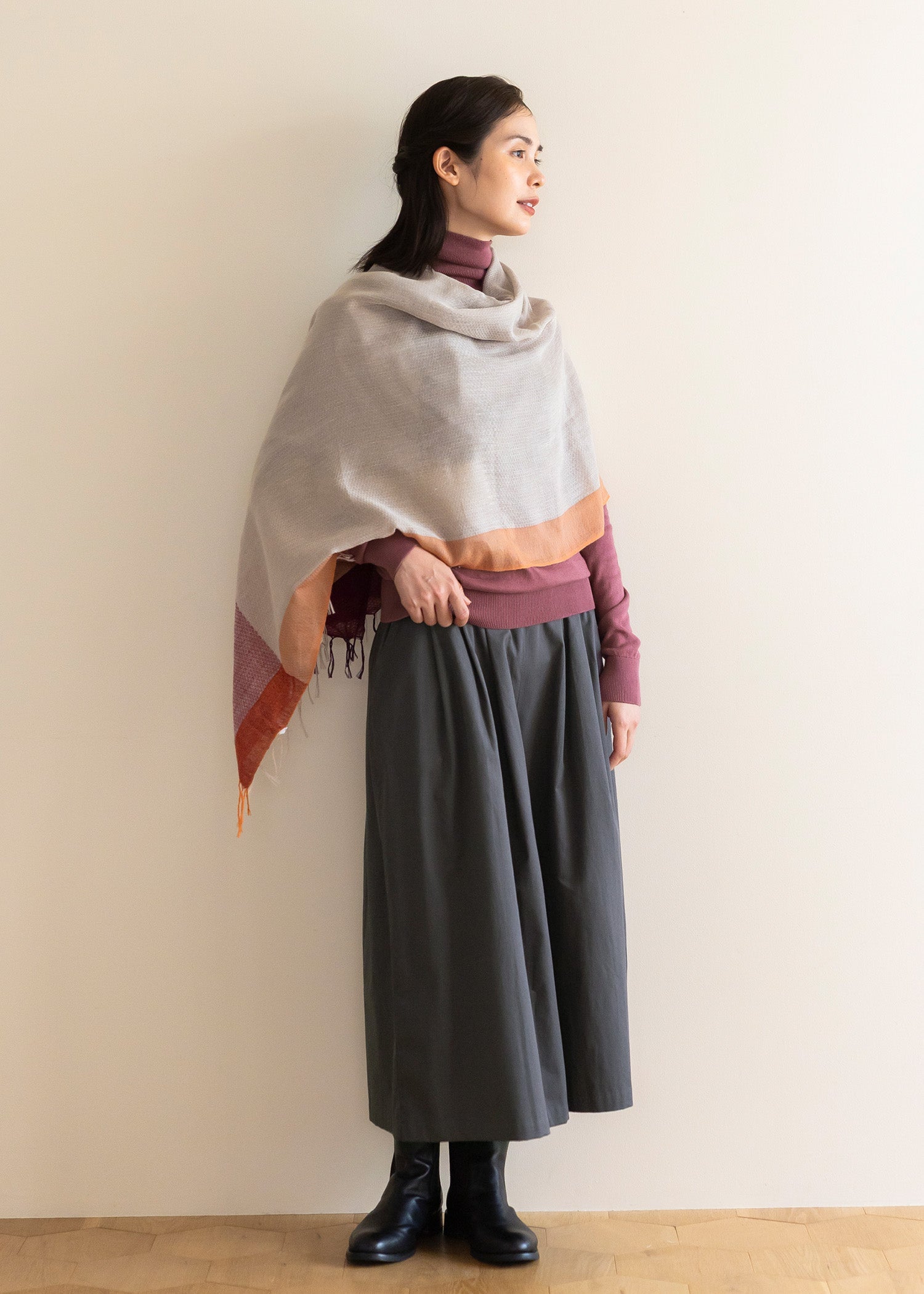 手織りウール&コットンストール