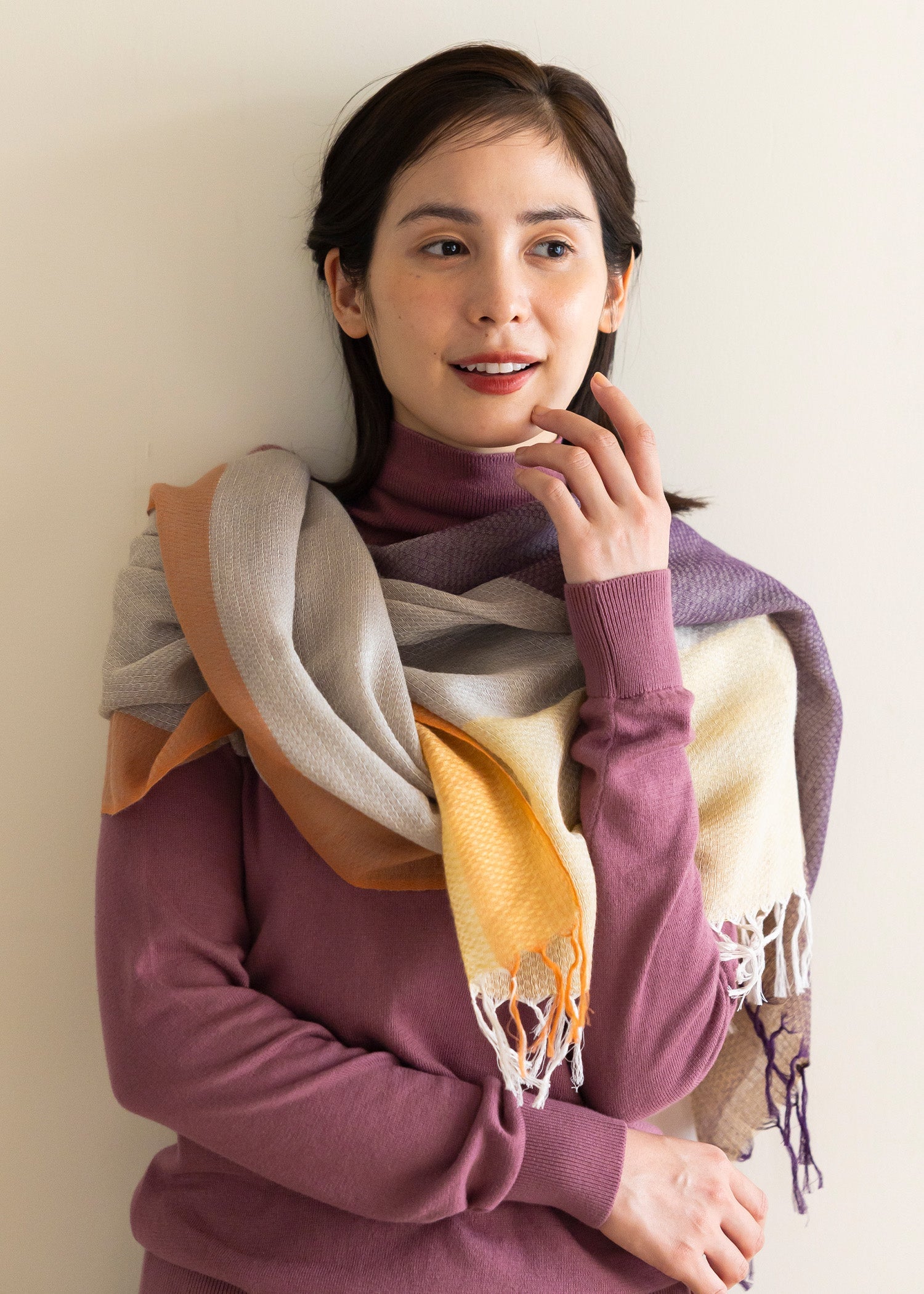 手織りウール&コットンストール