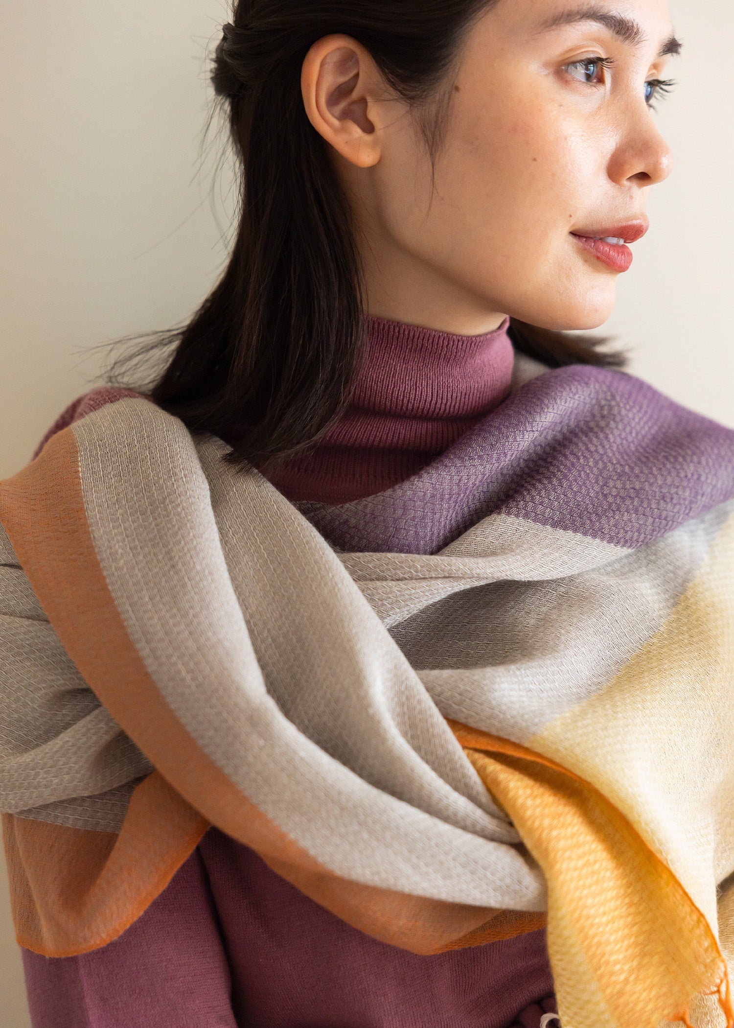 手織りウール&コットンストール