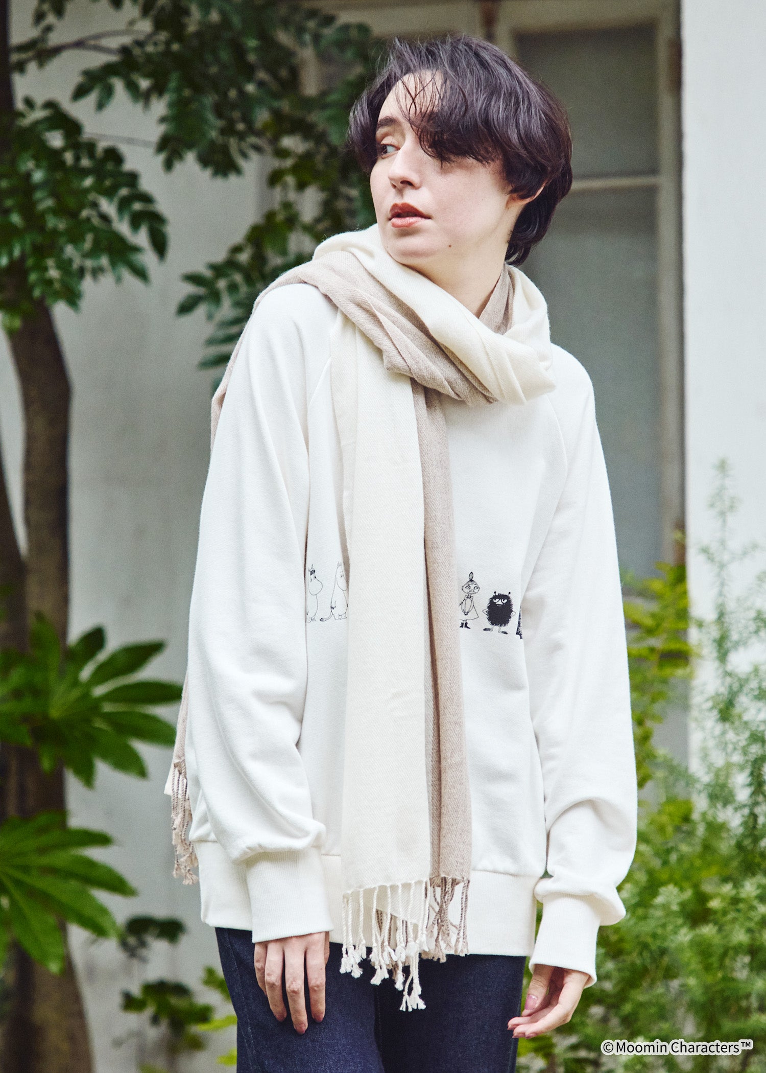 手織りパシュミナストール・ライトブラウン系 