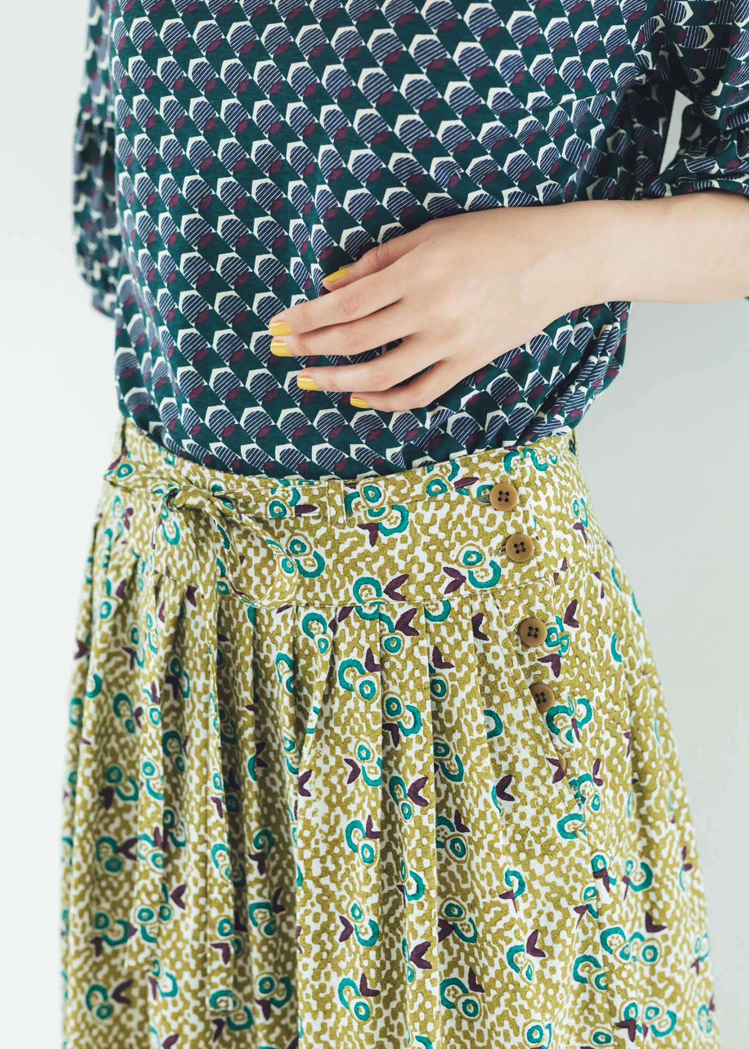 コットンハニカムタックスカート