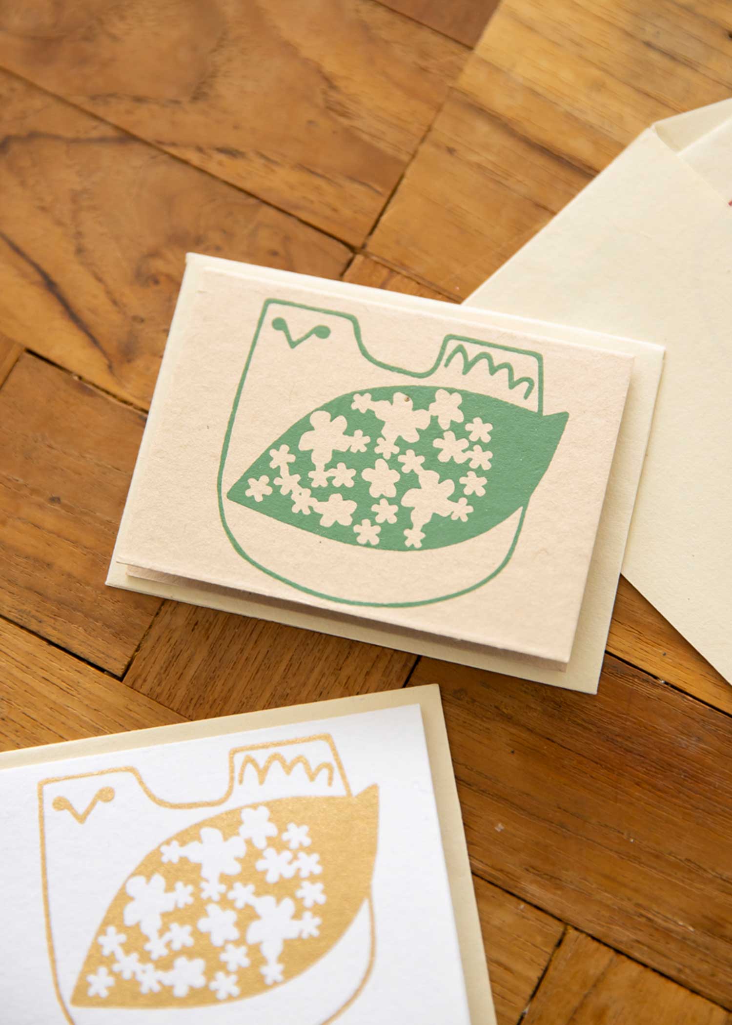 手漉き紙のミニグリーティングカード(3枚セット)