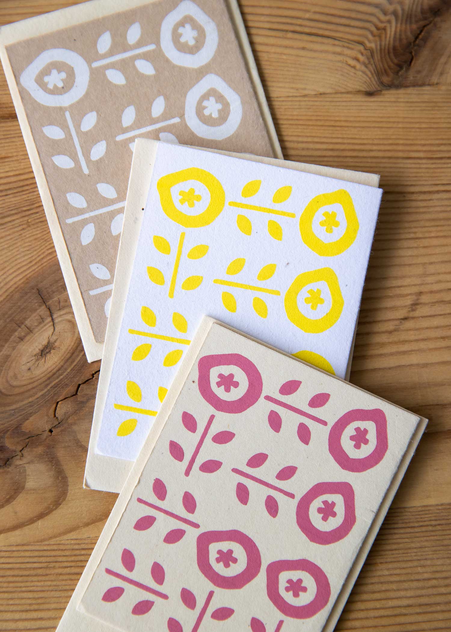 手漉き紙のミニグリーティングカード(3枚セット)