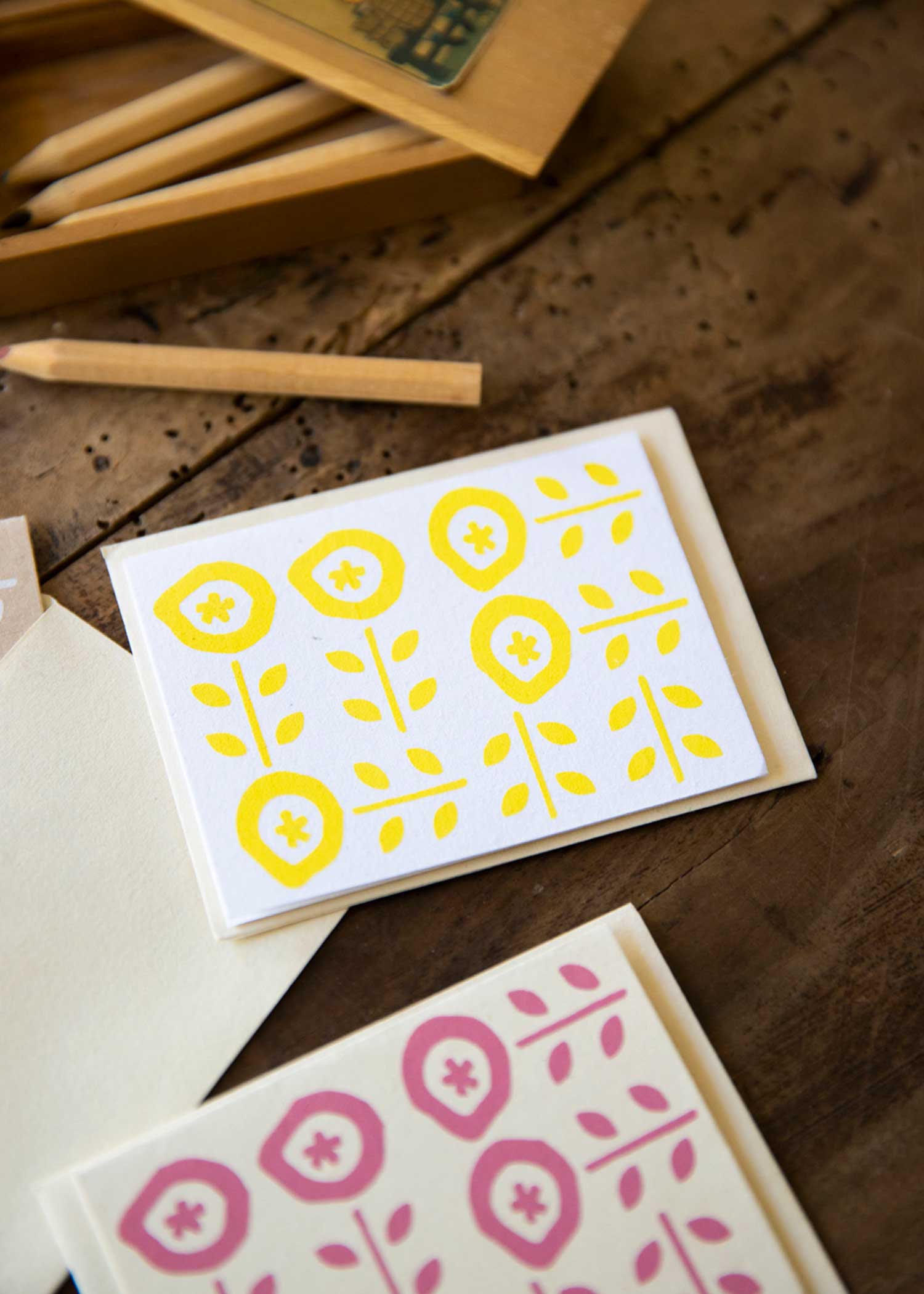 手漉き紙のミニグリーティングカード(3枚セット)