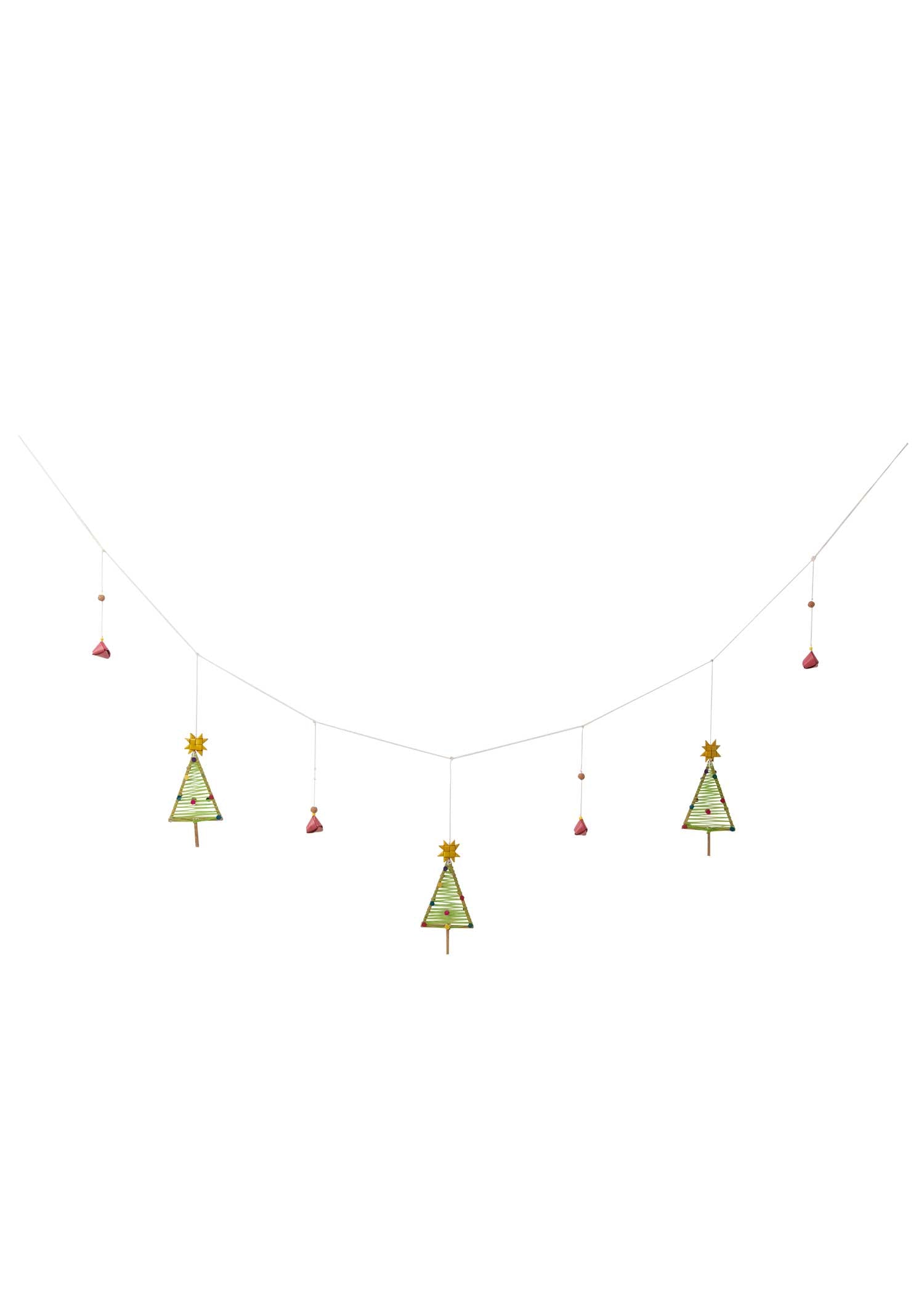 ヤシの葉とガラスビーズのクリスマスガーランド