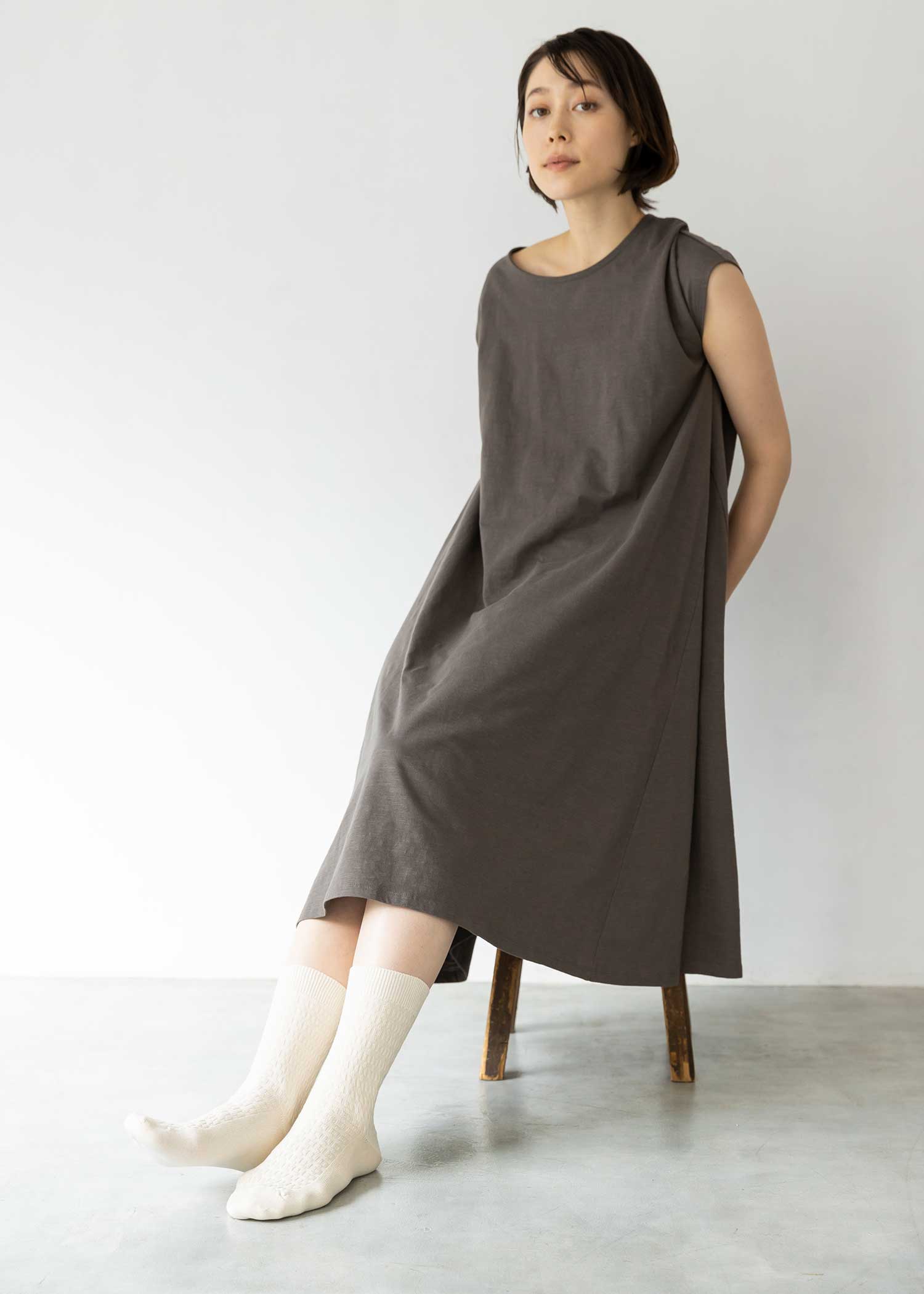 オーガニックコットンケーブル編みソックス