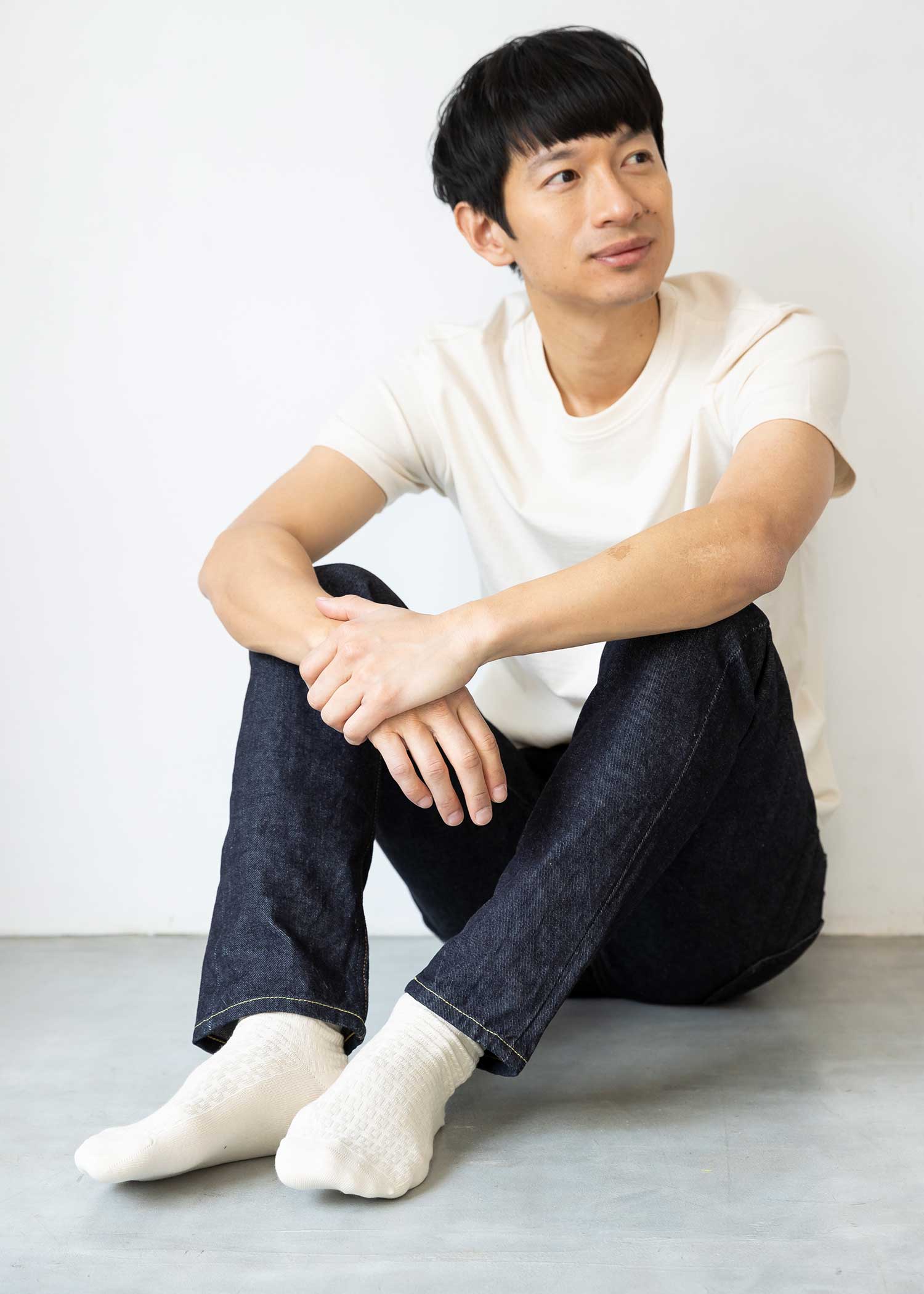 オーガニックコットンケーブル編みソックス