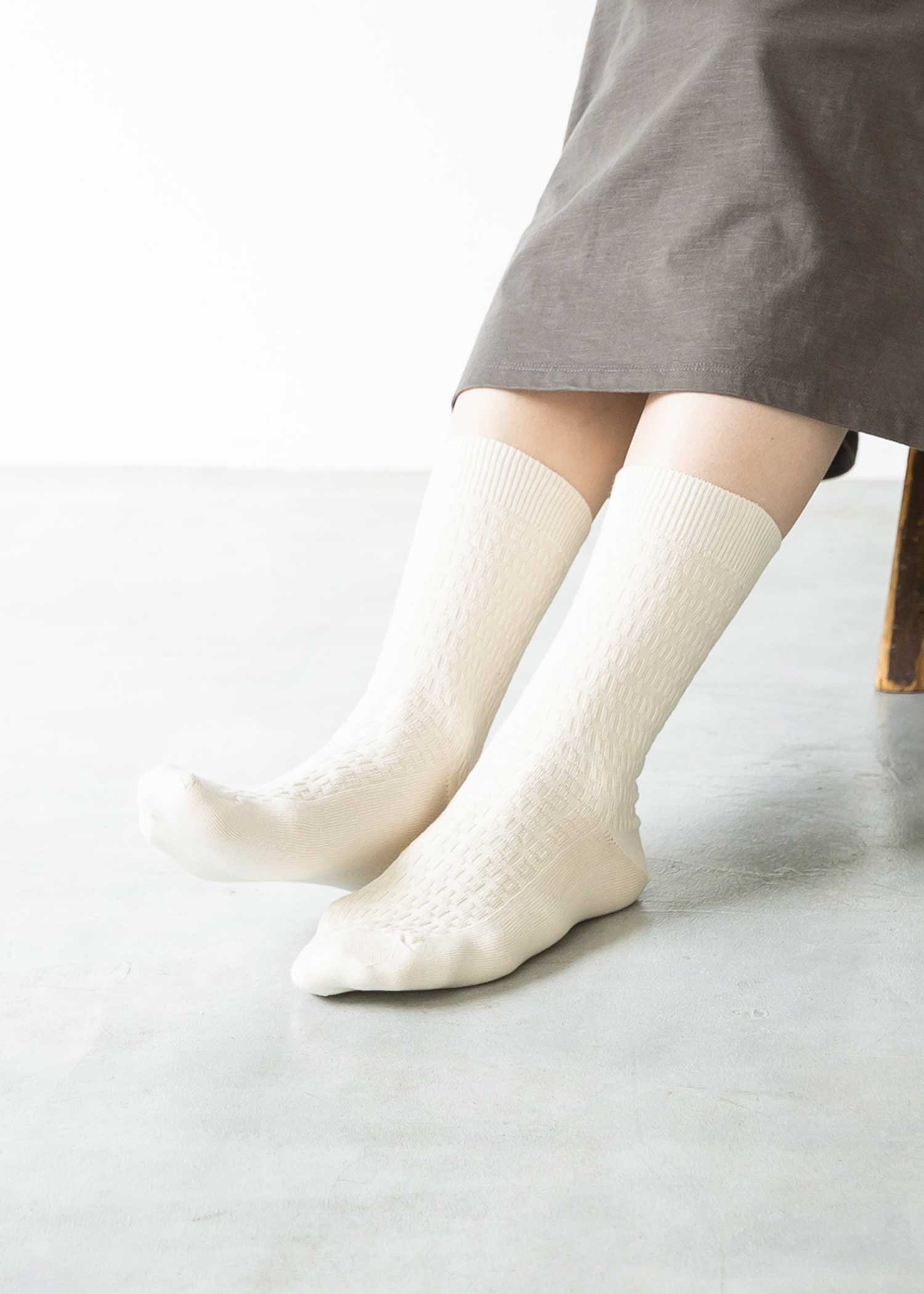 オーガニックコットンケーブル編みソックス