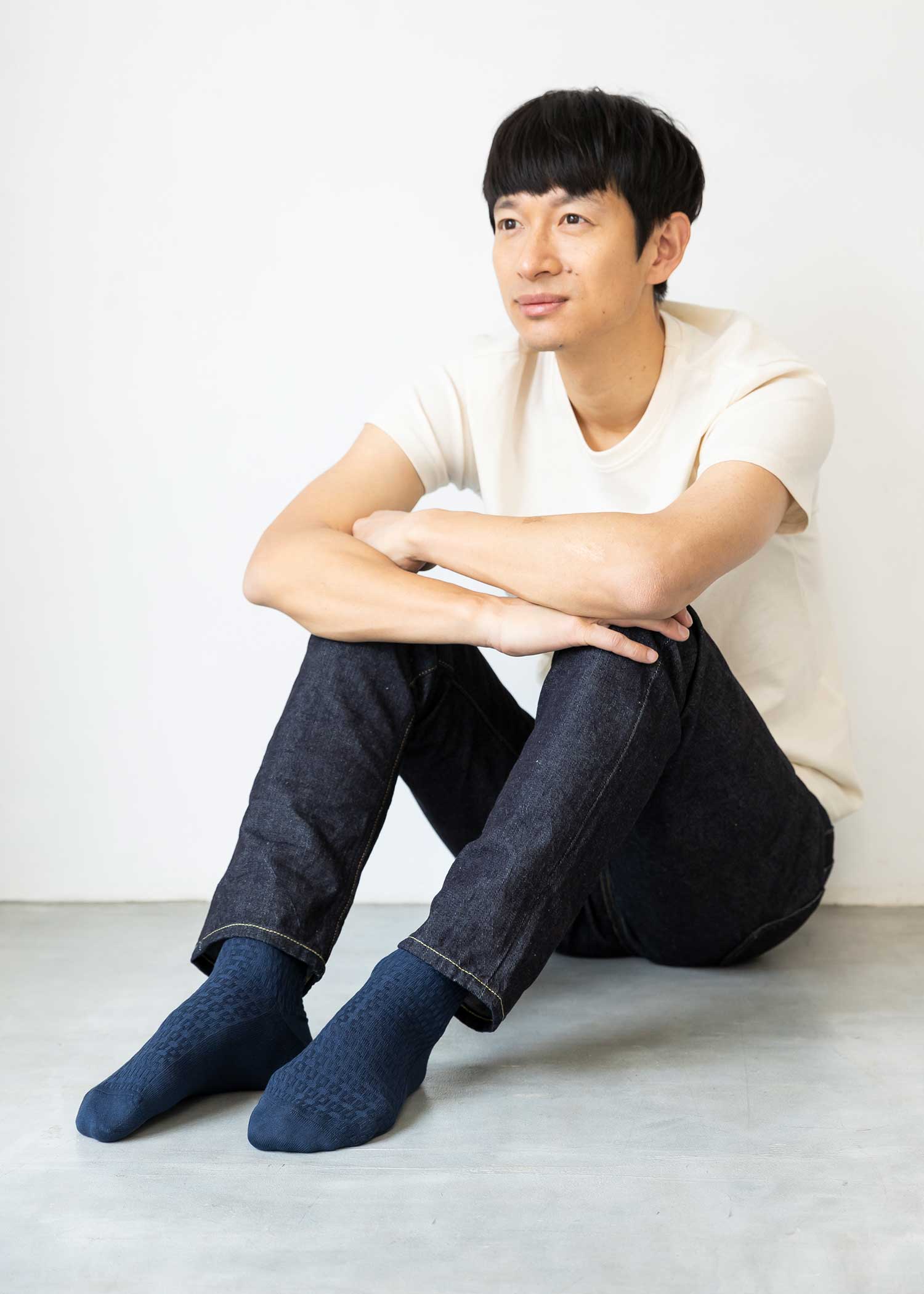 オーガニックコットンケーブル編みソックス