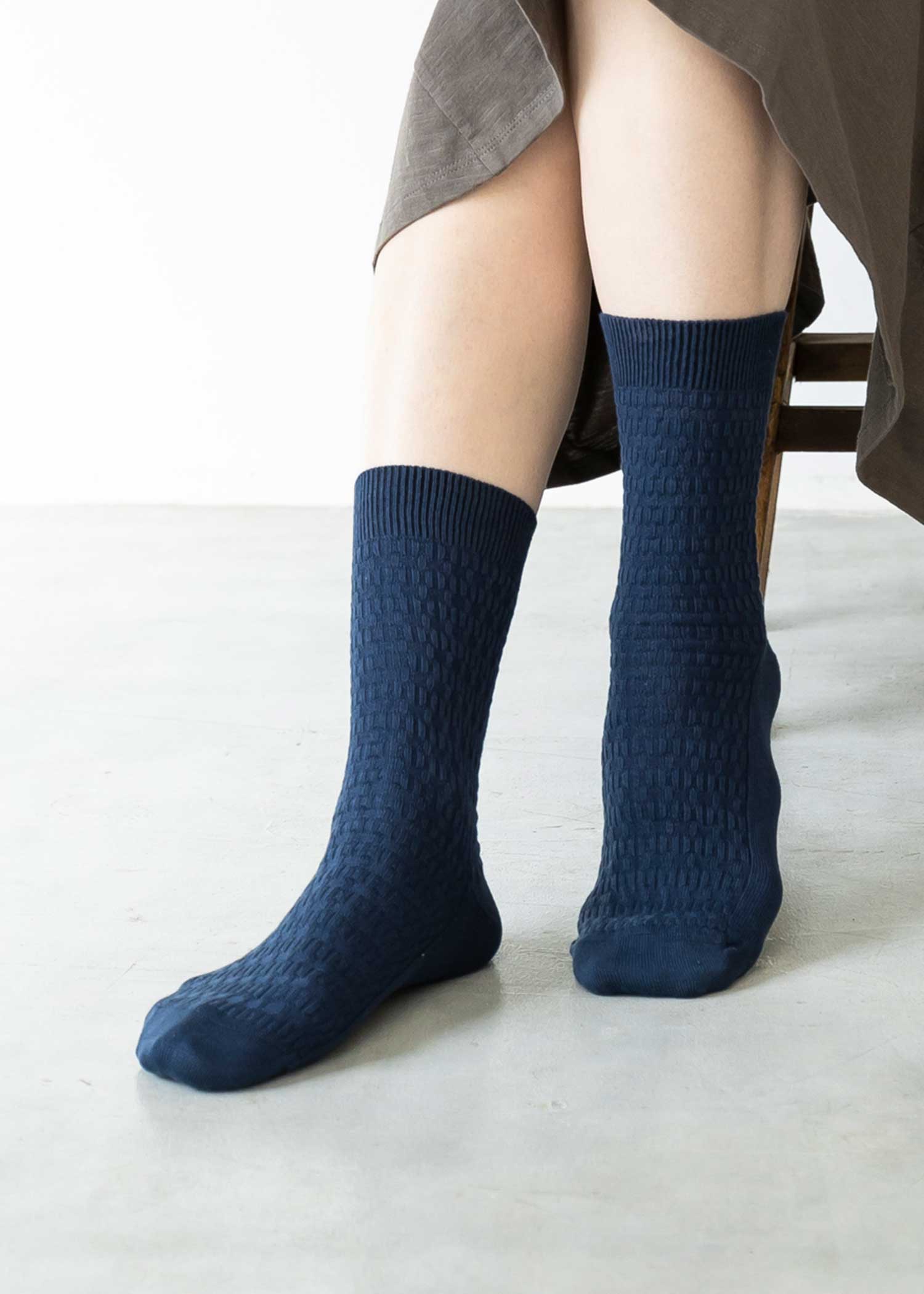 オーガニックコットンケーブル編みソックス