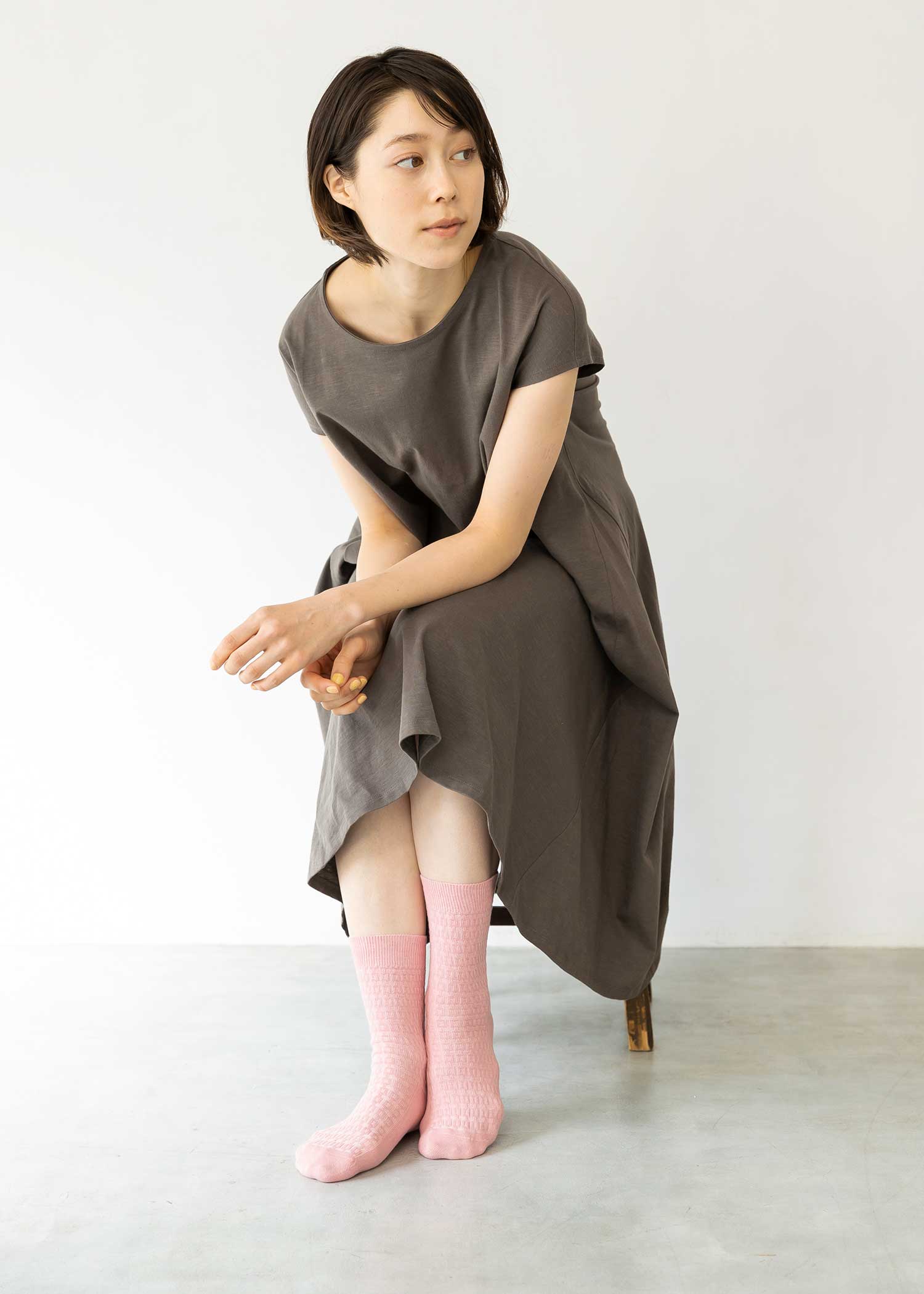 オーガニックコットンケーブル編みソックス