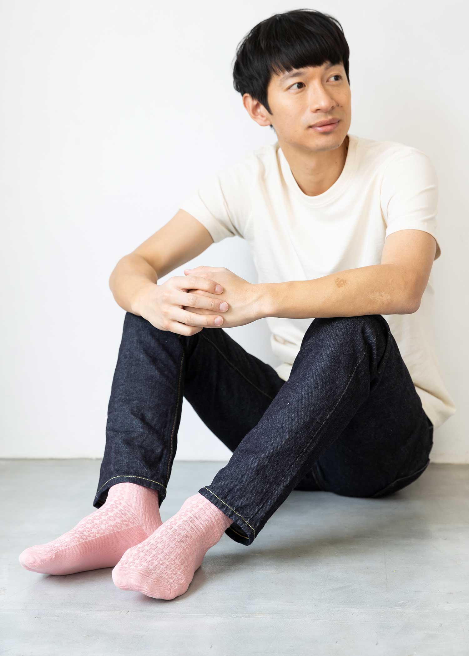 オーガニックコットンケーブル編みソックス