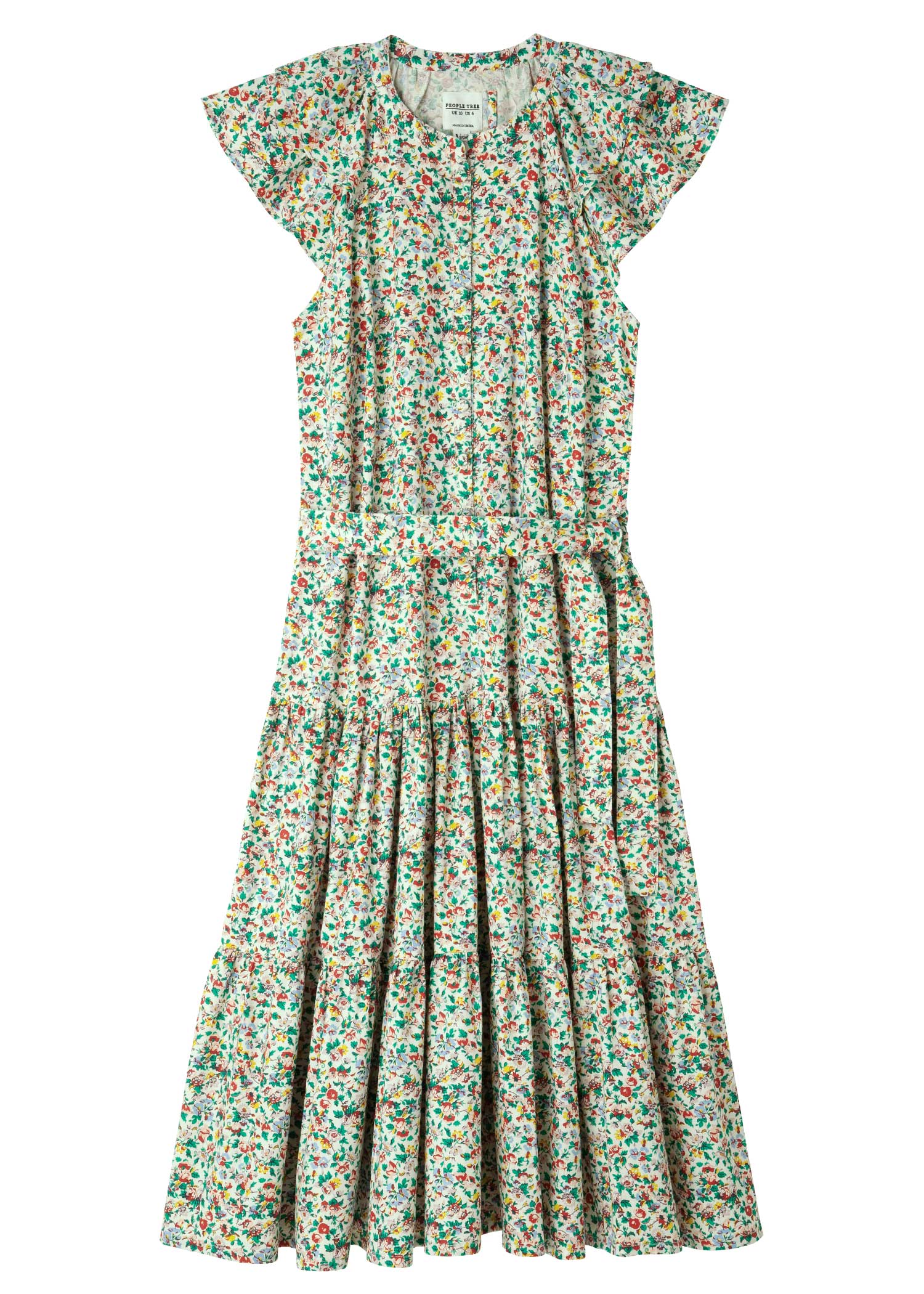 V&Aオーガニックコットンサテンフリルドレス