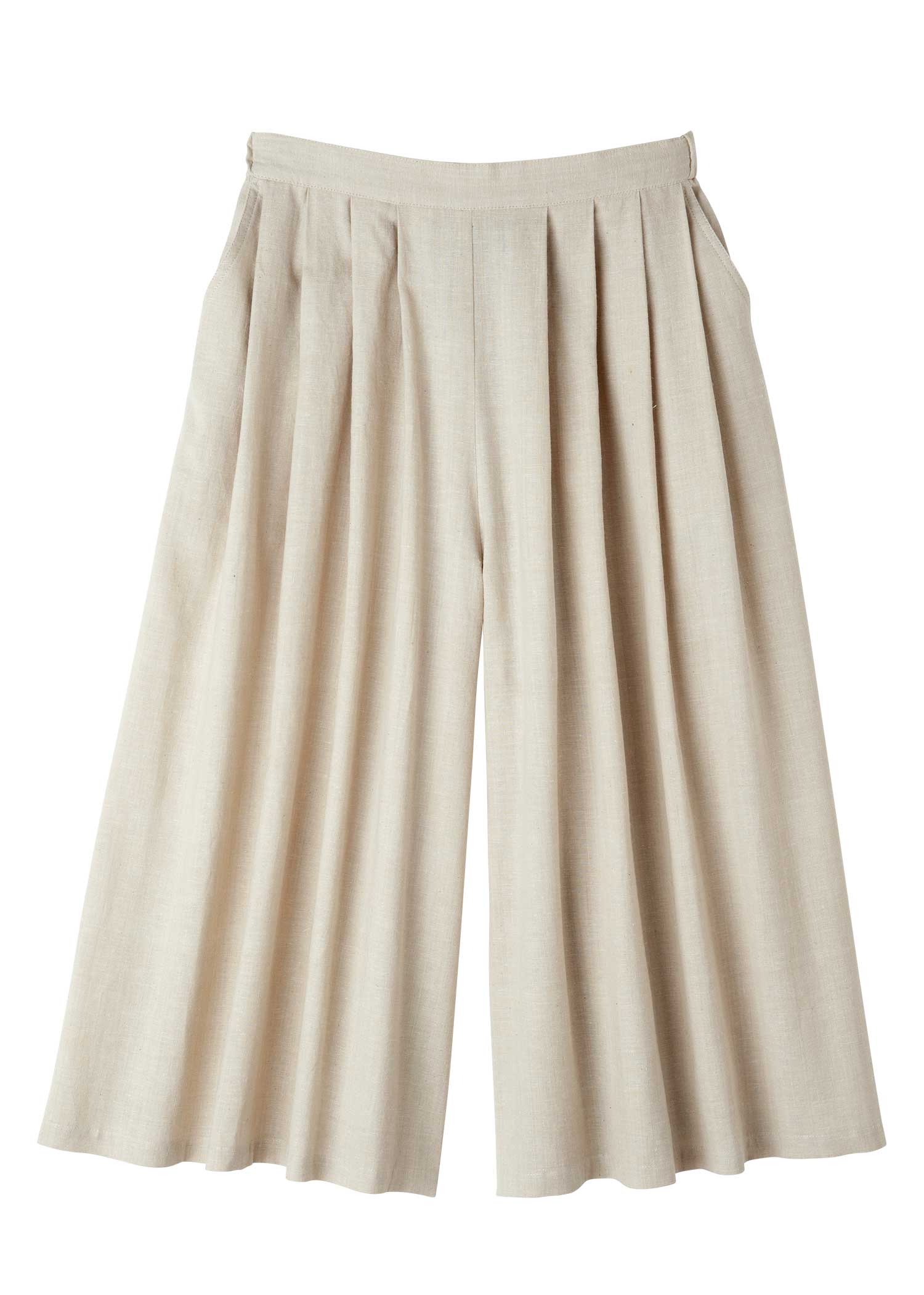 手織りコットンヘンプロングキュロット