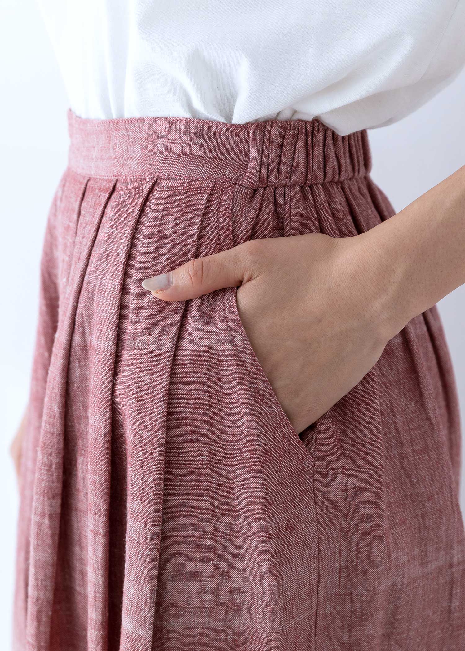 手織りコットンヘンプロングキュロット