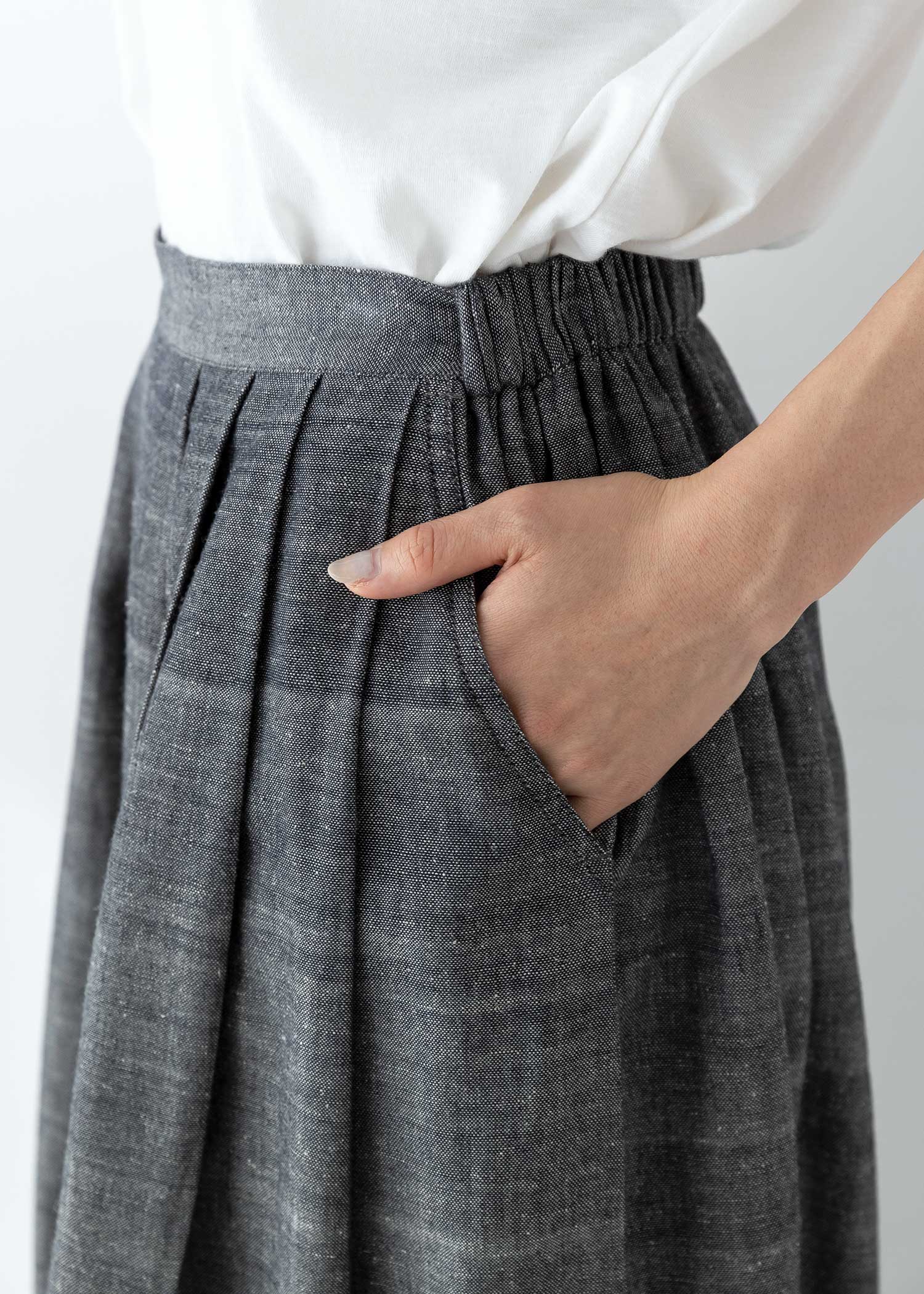 手織りコットンヘンプロングキュロット