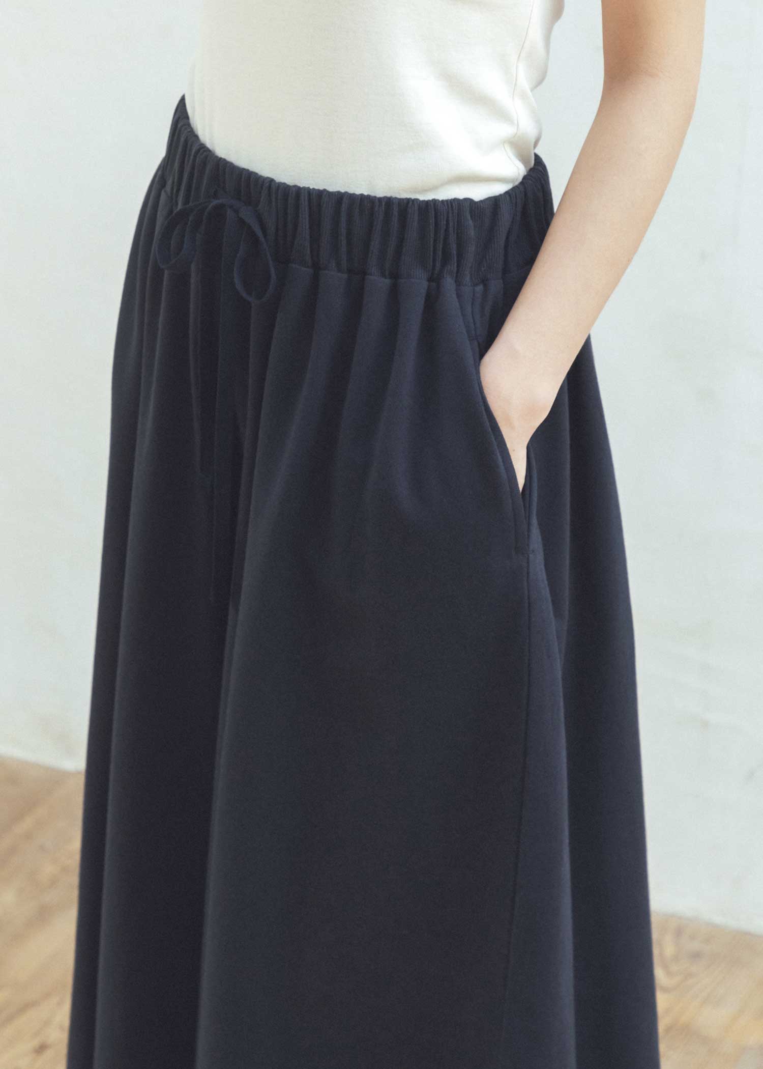 オーガニックコットンロングスカート風ワイドパンツ