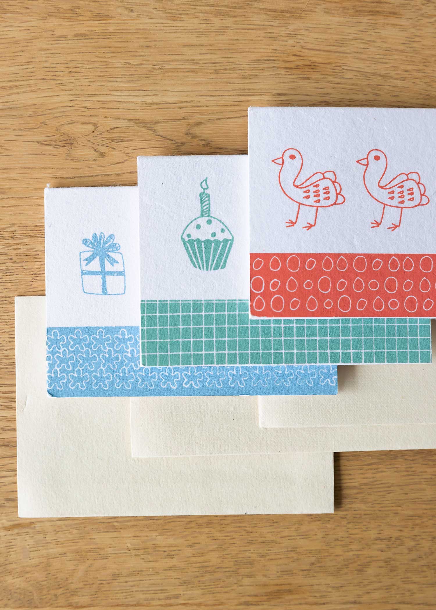 手漉き紙のミニグリーティングカード(3枚セット)