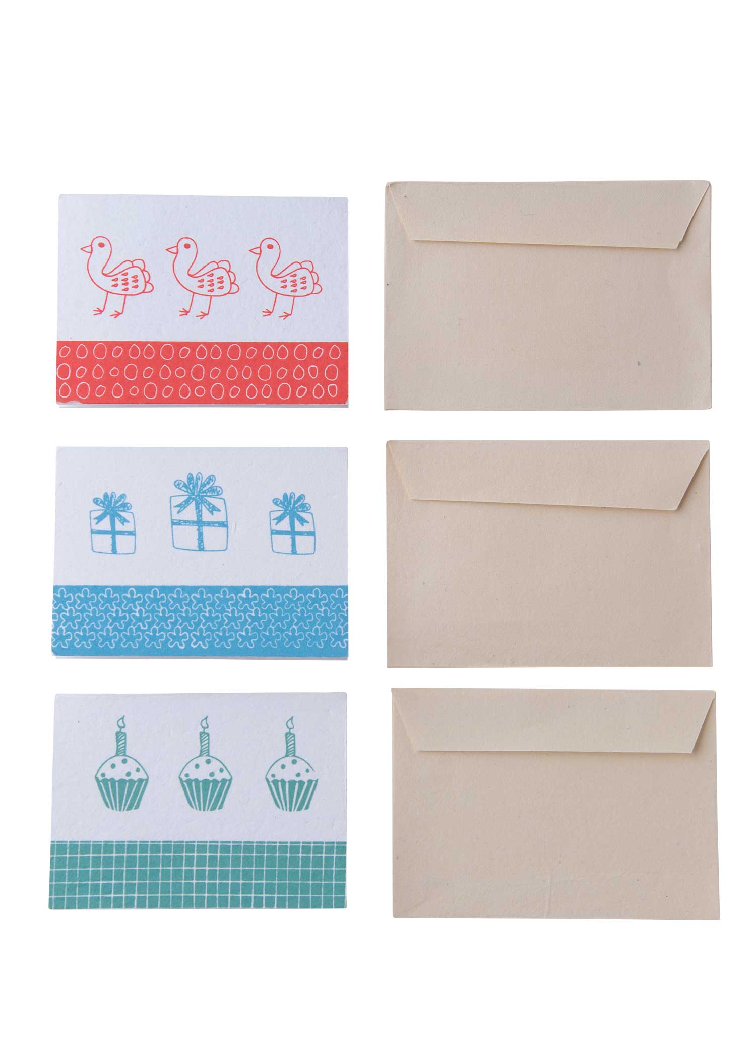 手漉き紙のミニグリーティングカード(3枚セット)