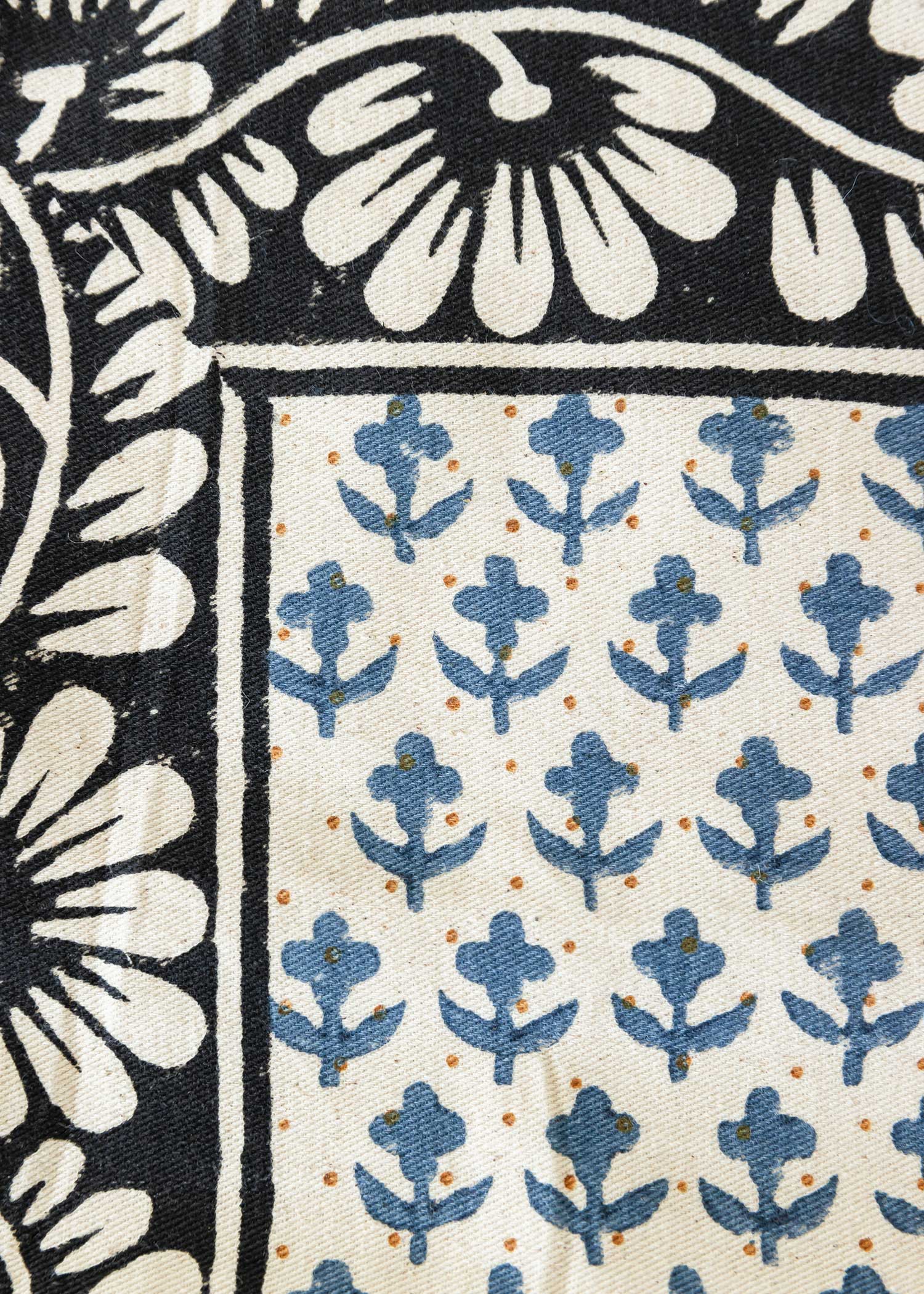 ブロックプリントクッションカバー