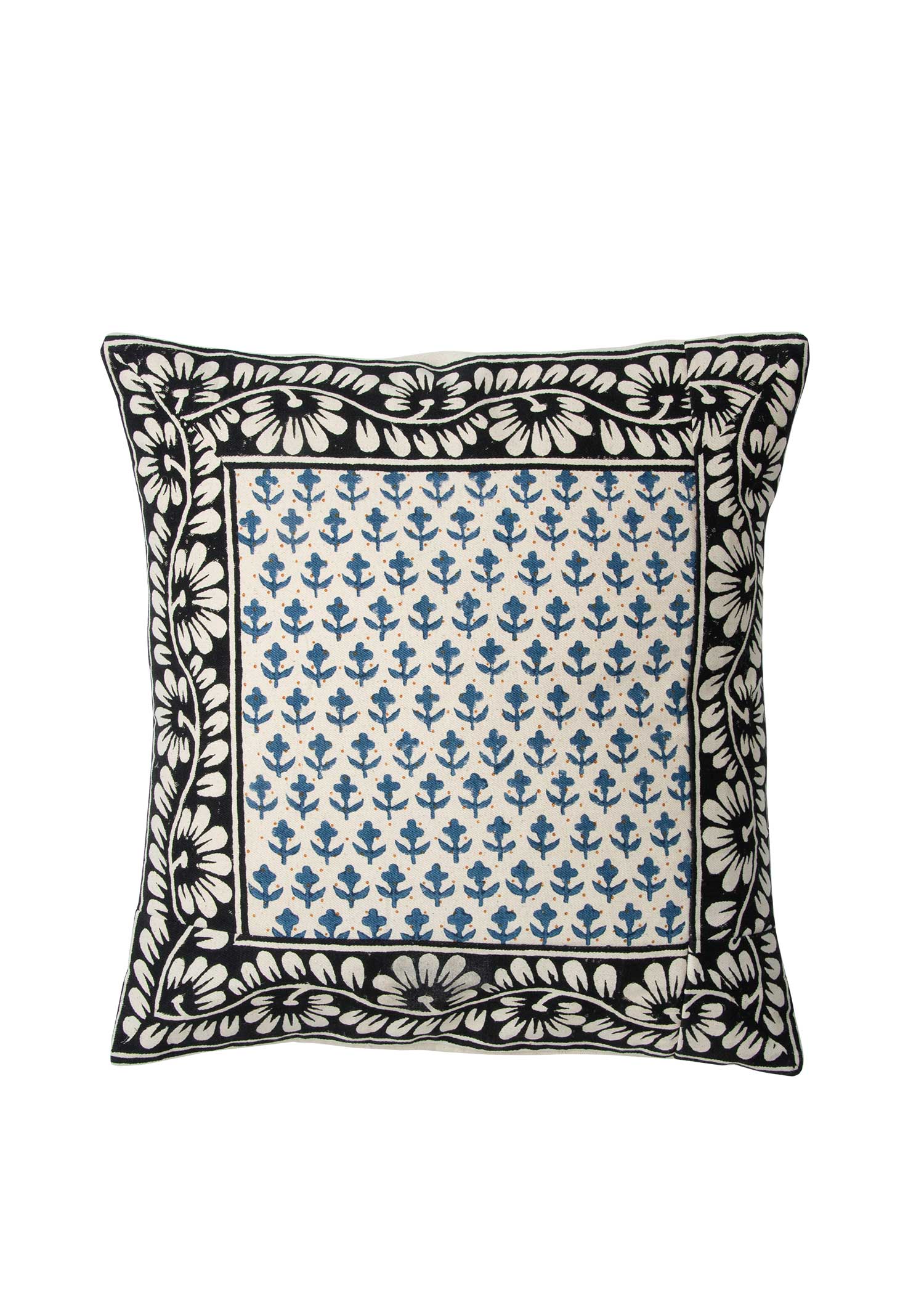 ブロックプリントクッションカバー