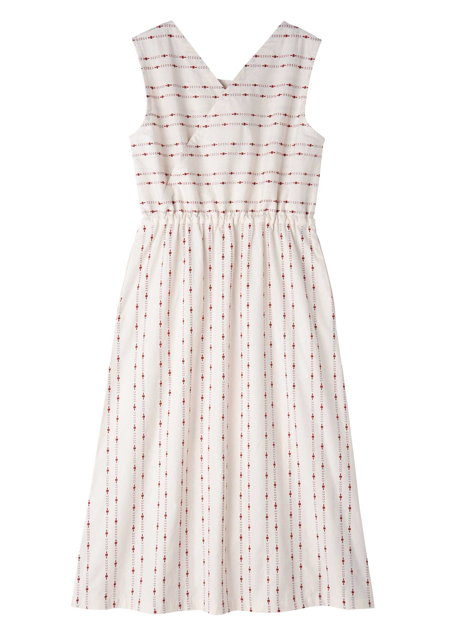 手織りドビーノースリーブワンピース ・生成り