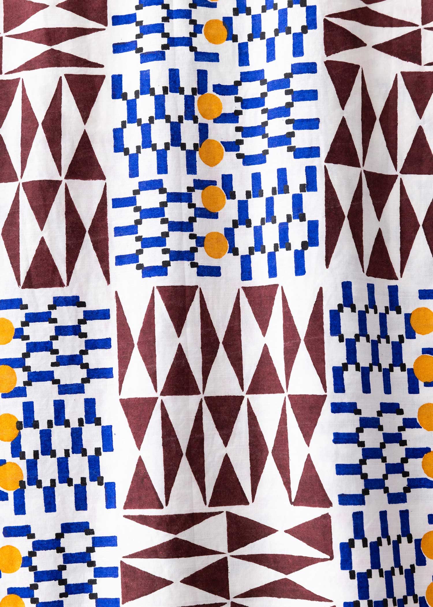 コットンスラブジオメトリック柄ブロッキングスカート ・マルチカラー