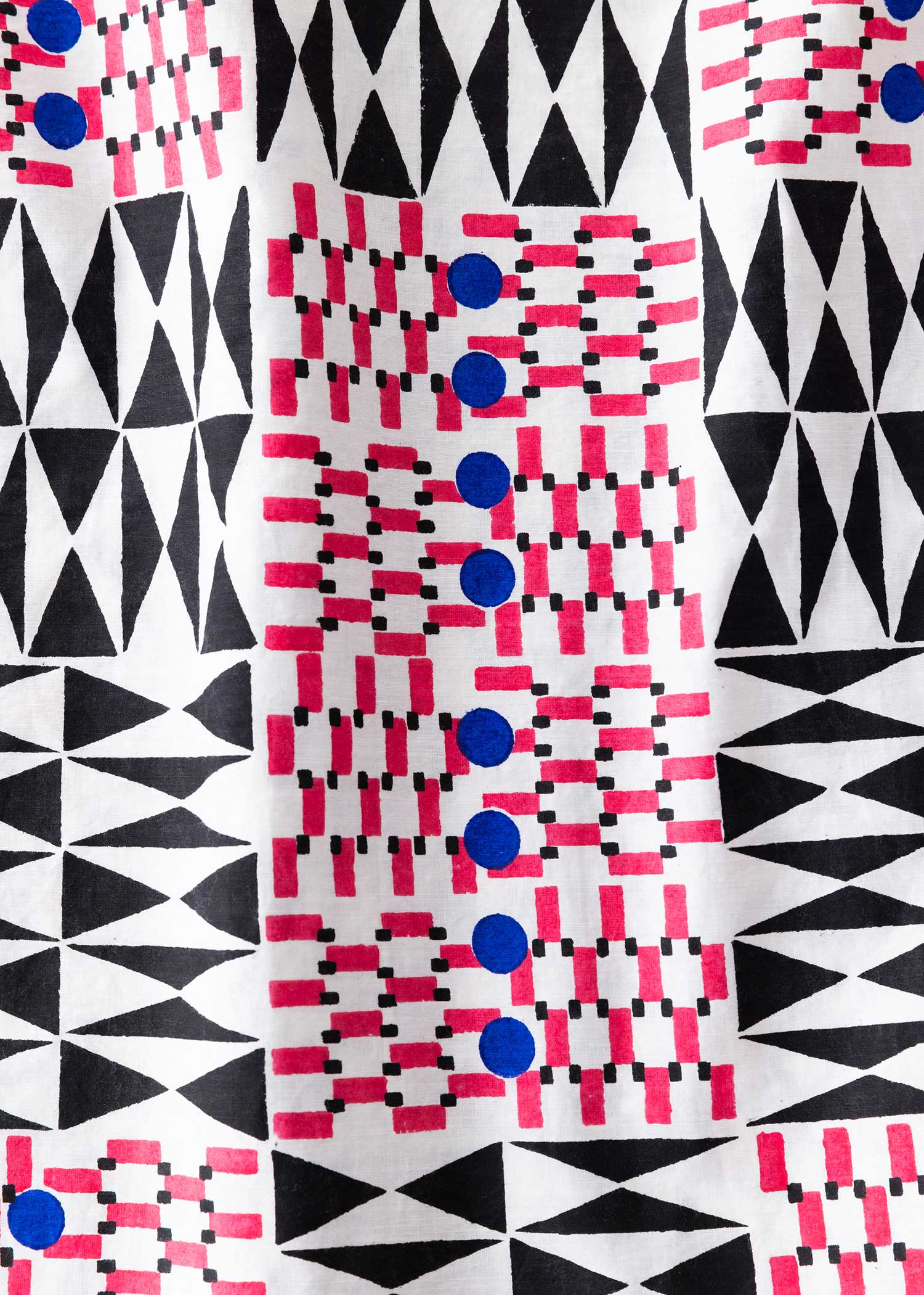 コットンスラブジオメトリック柄ブロッキングスカート ・マルチカラー