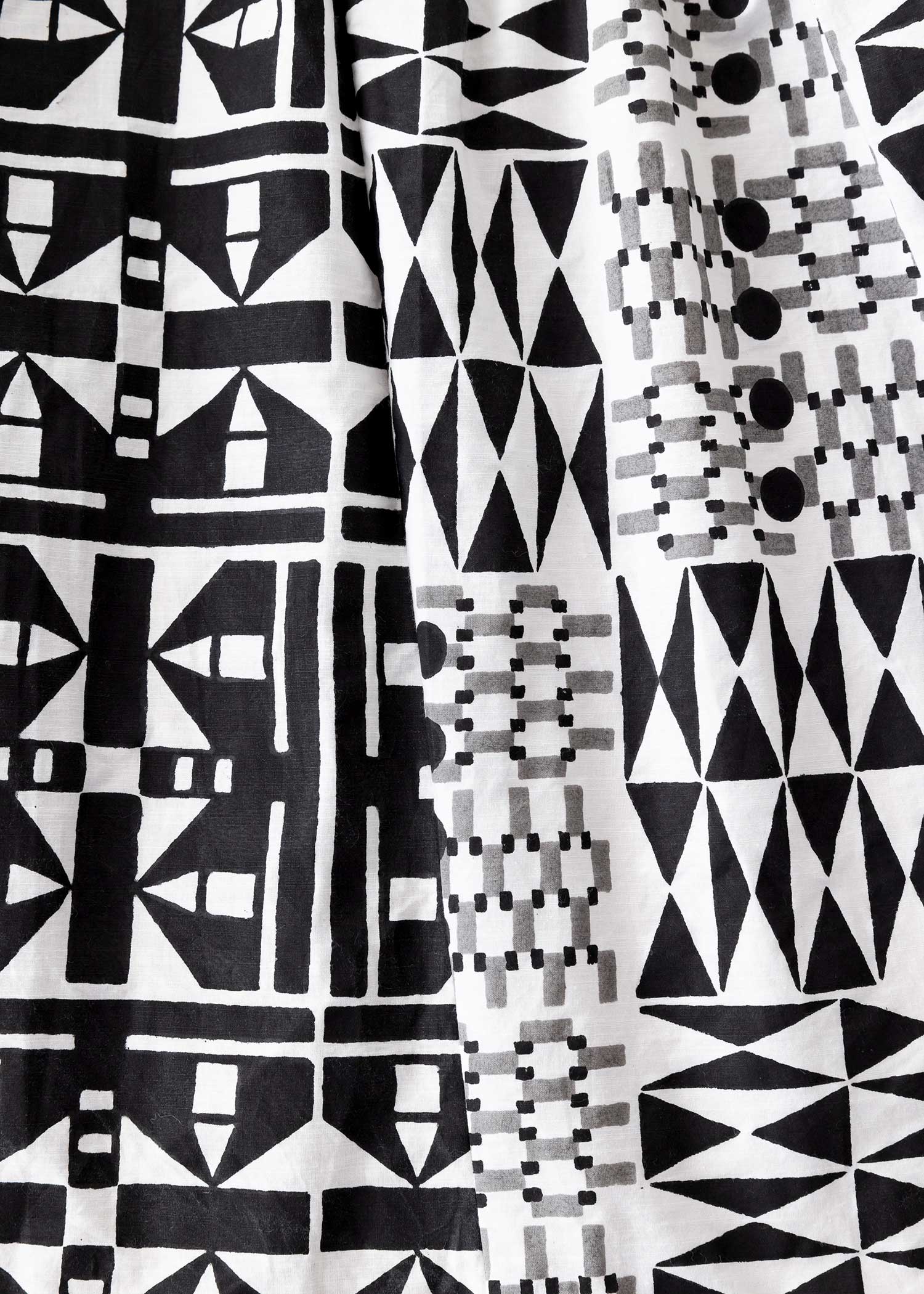 コットンスラブジオメトリック柄ブロッキングスカート