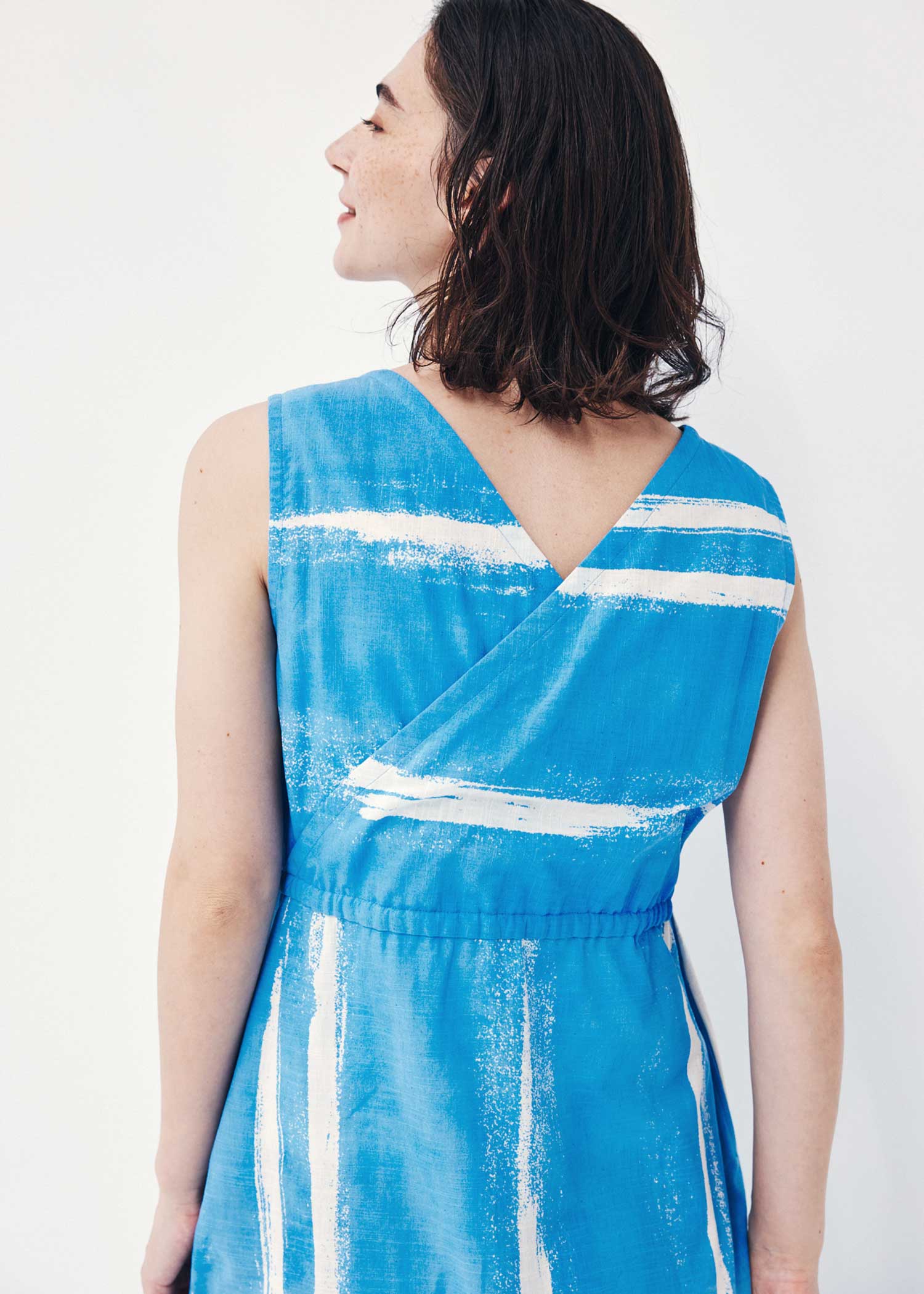 手織りコットンノースリーブワンピース /