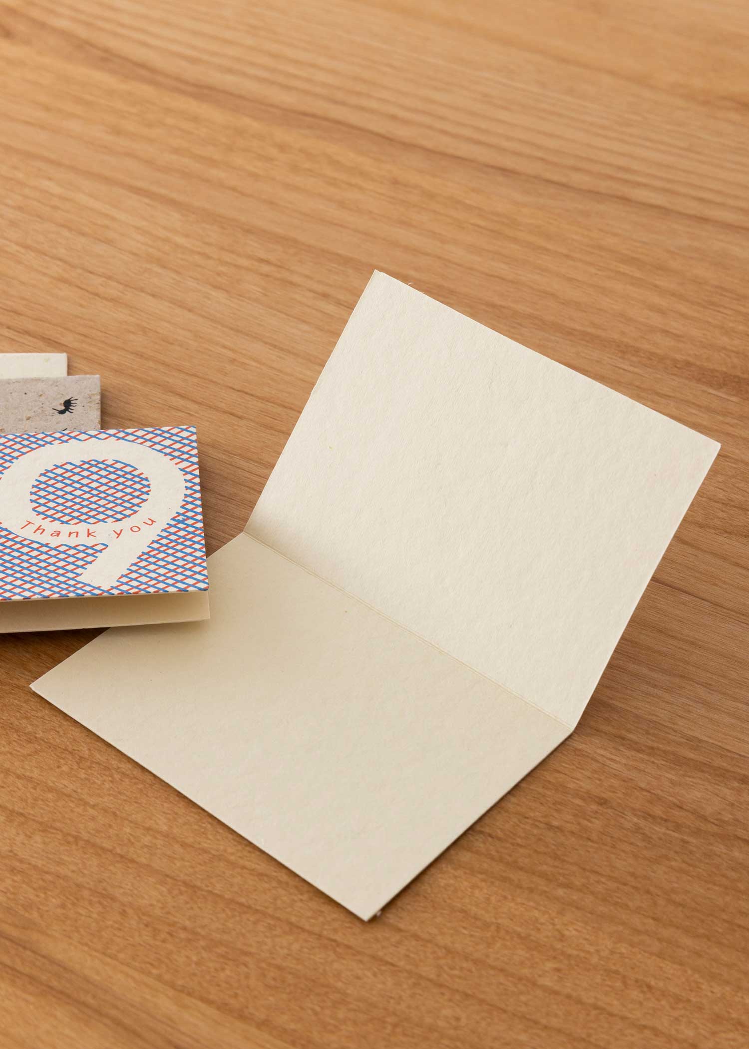 手漉き紙のミニグリーティングカード(3枚セット) サンキュー・アリ&太陽