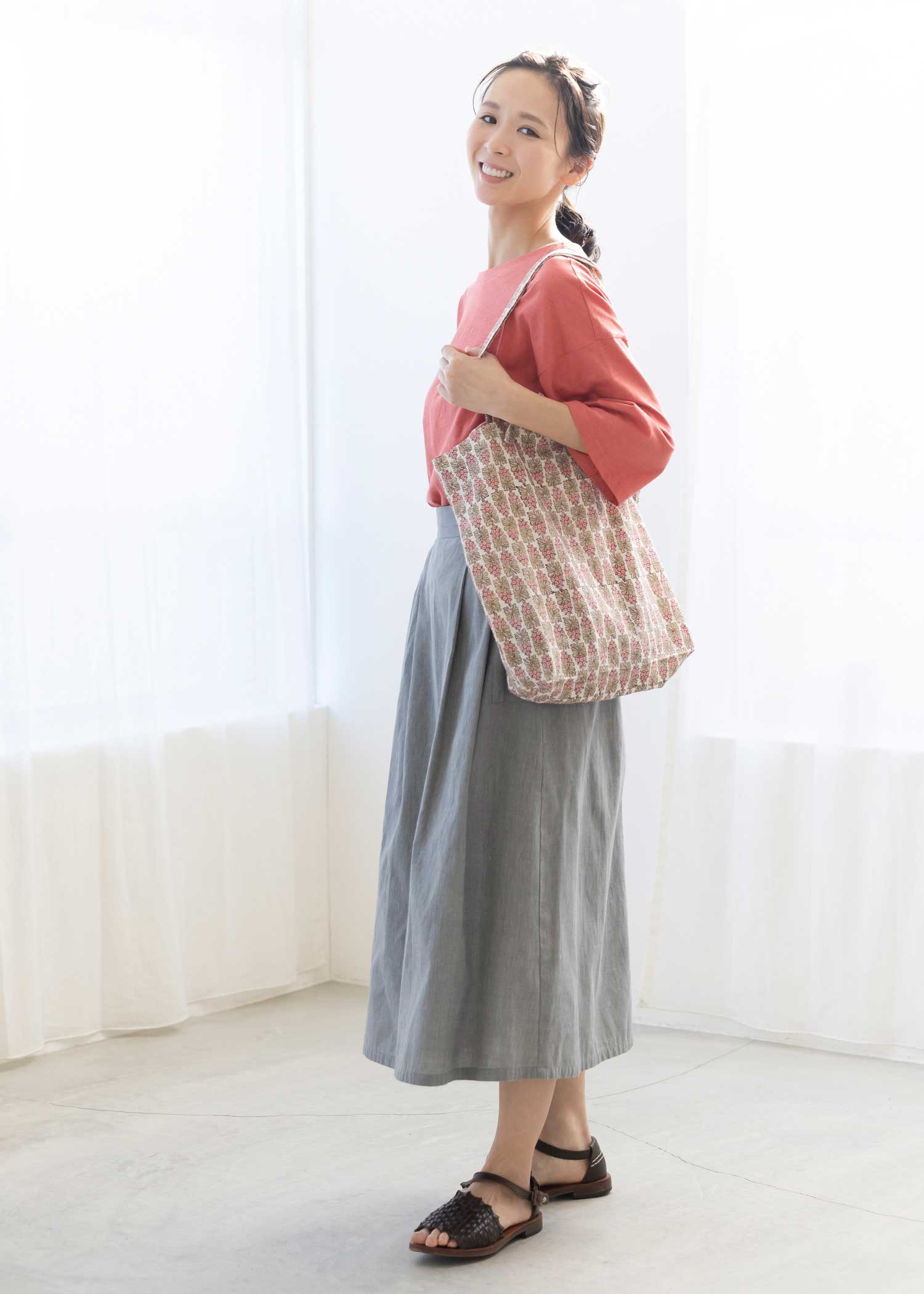 V&A ブロックプリントエコトートバッグ ブロッサム柄