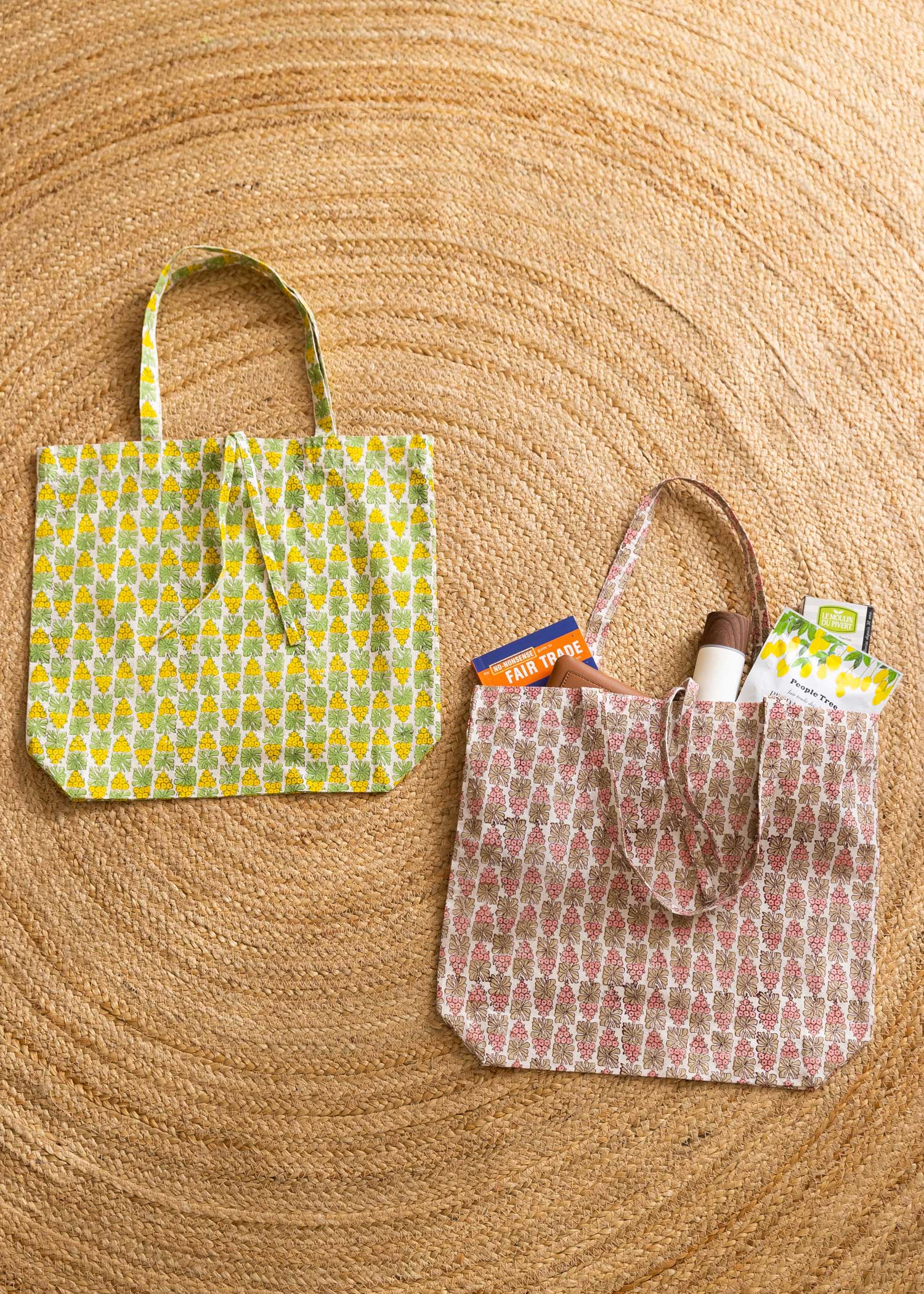 V&A ブロックプリントエコトートバッグ ブロッサム柄