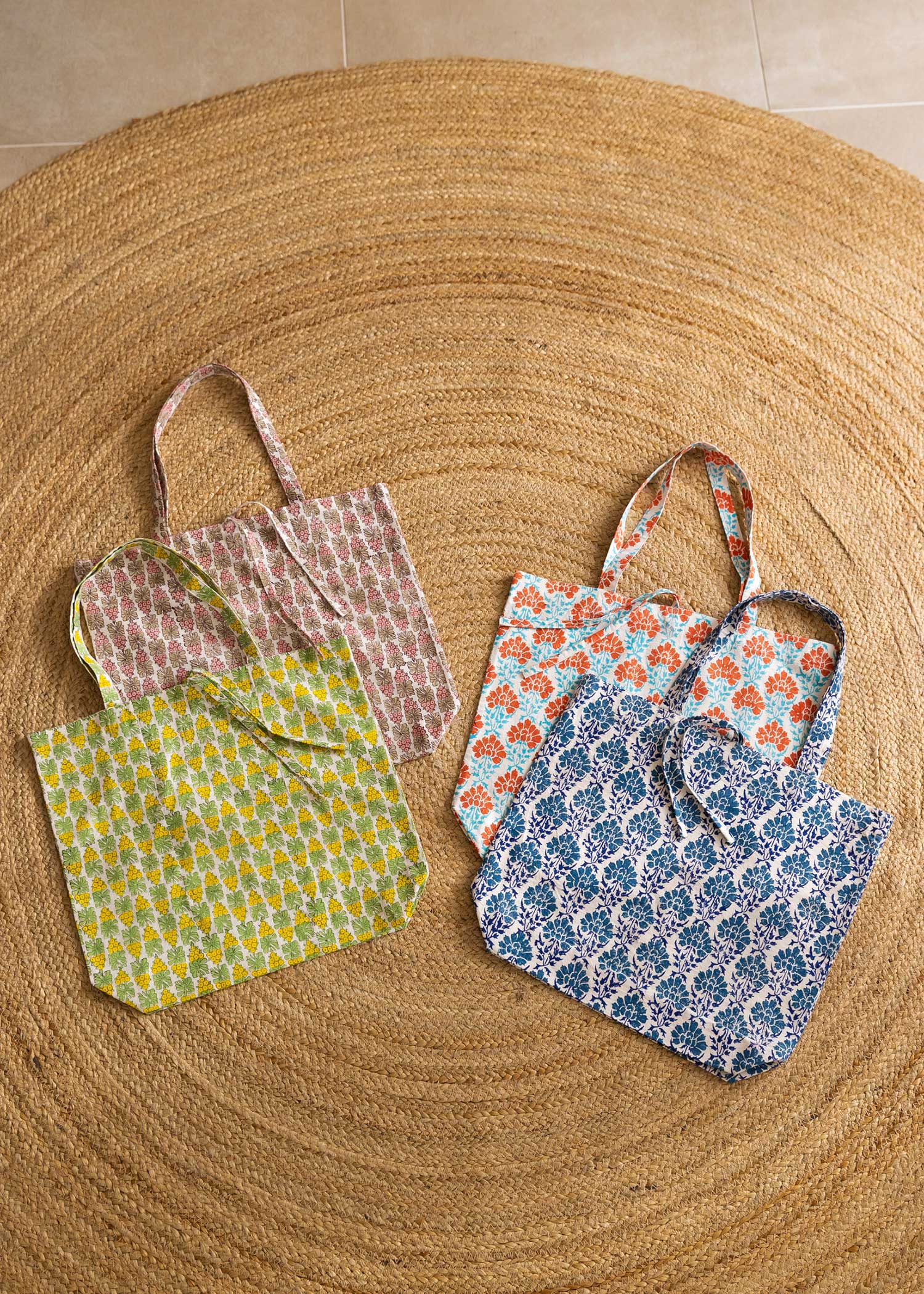 V&A ブロックプリントエコトートバッグ ブロッサム柄