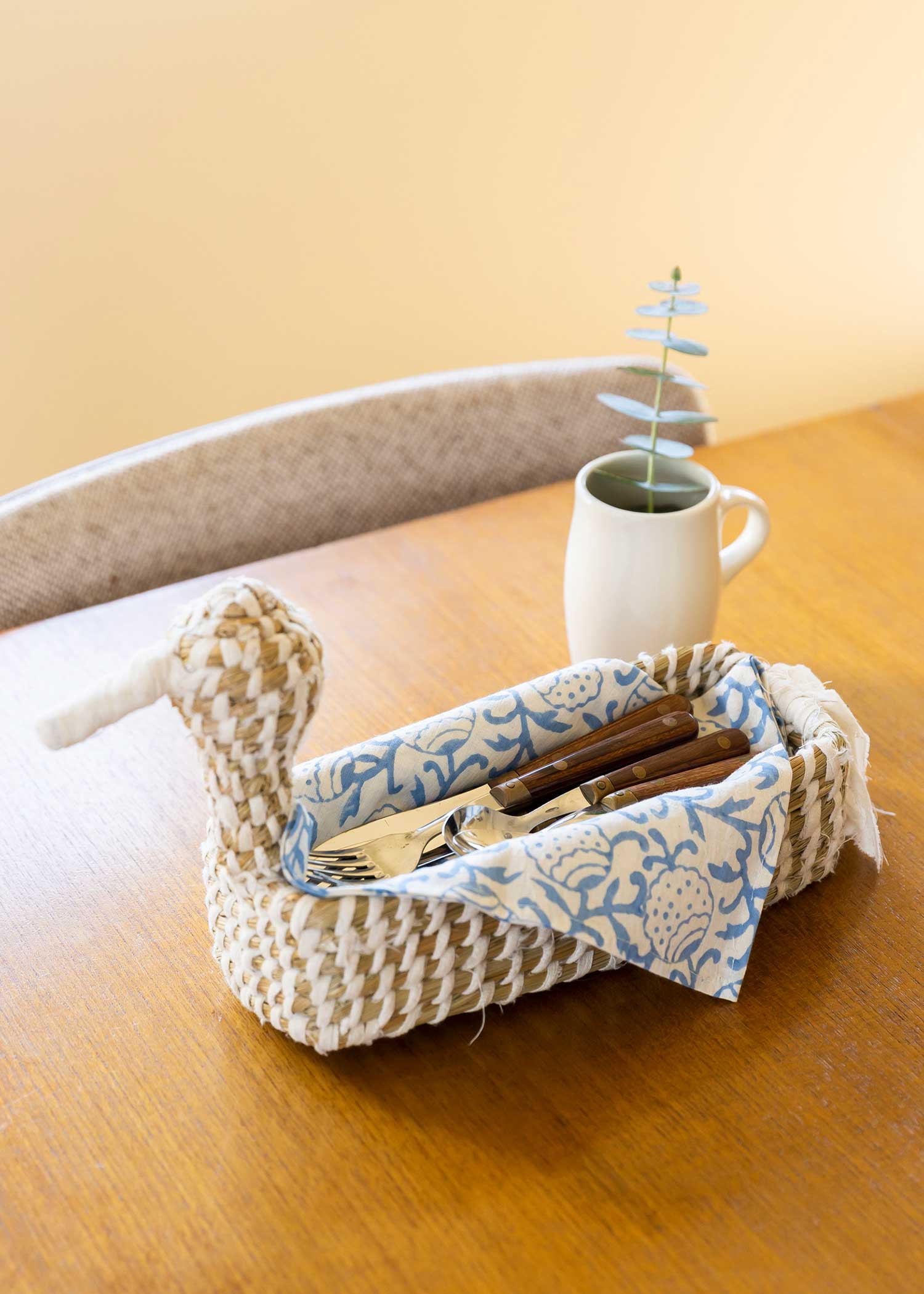 ブロックプリントハンカチ フラワー・ブルー系