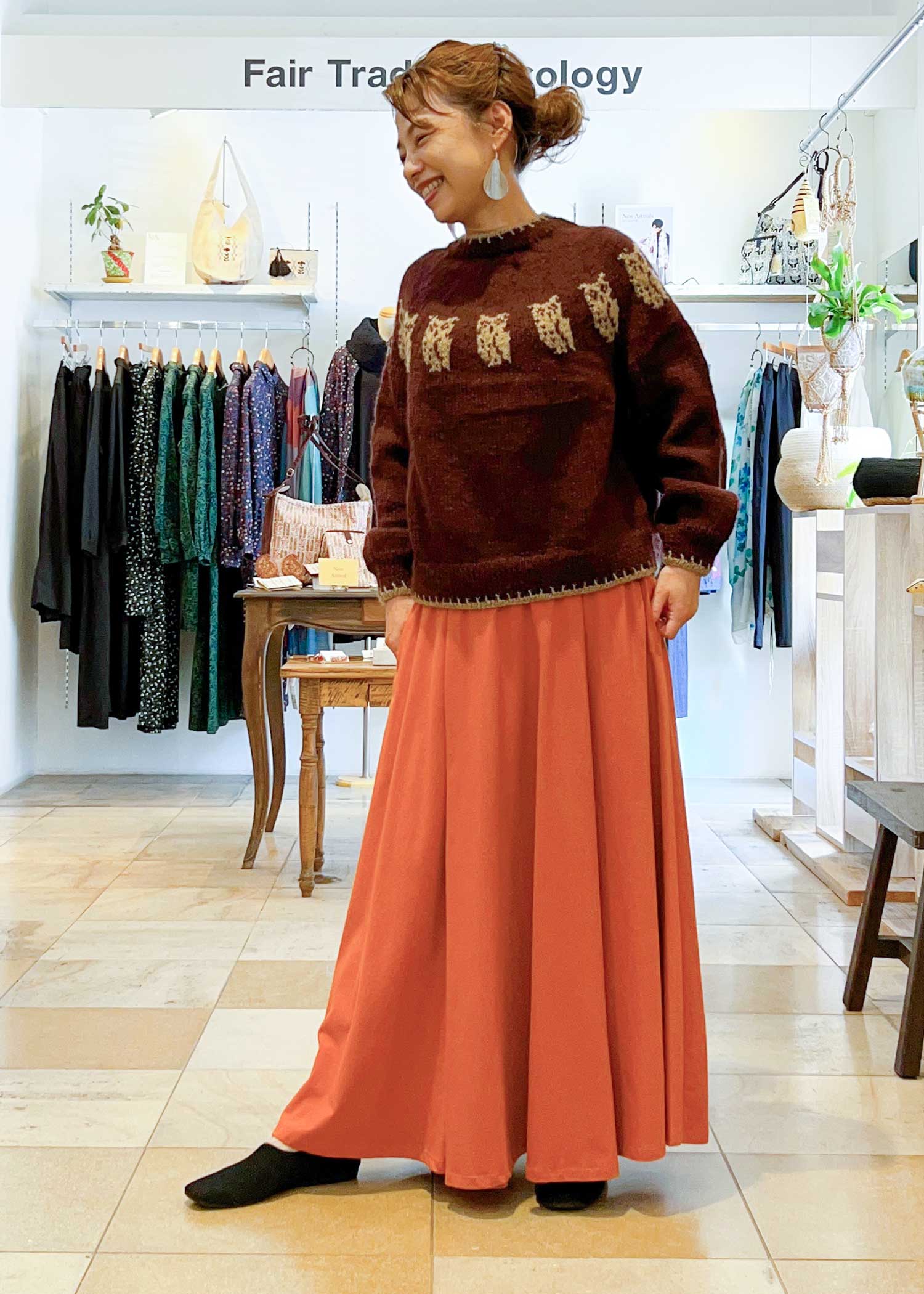 手編みフクロウ柄プルオーバー