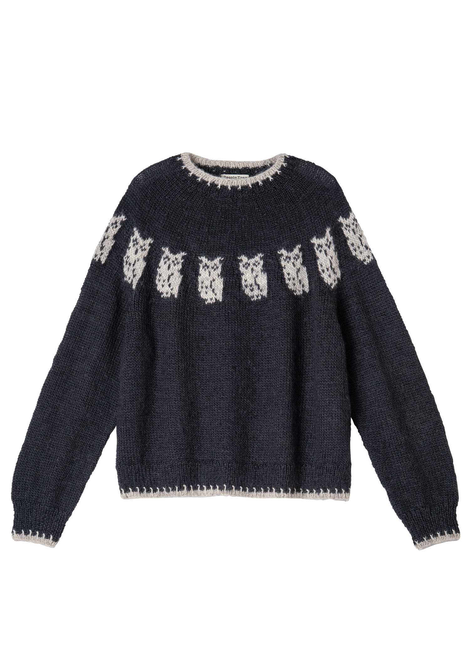 手編みフクロウ柄プルオーバー