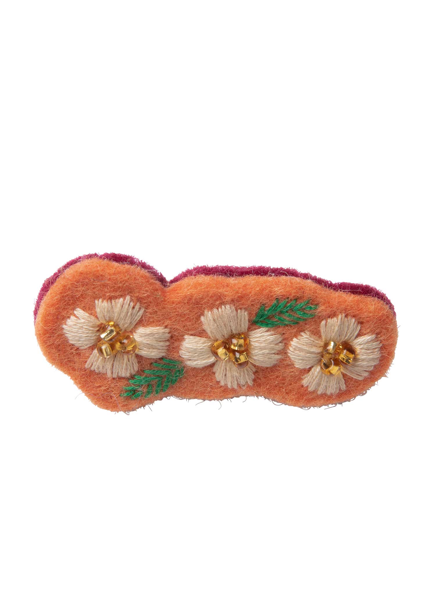 フェルトの手刺繍ビーズフラワーブローチ